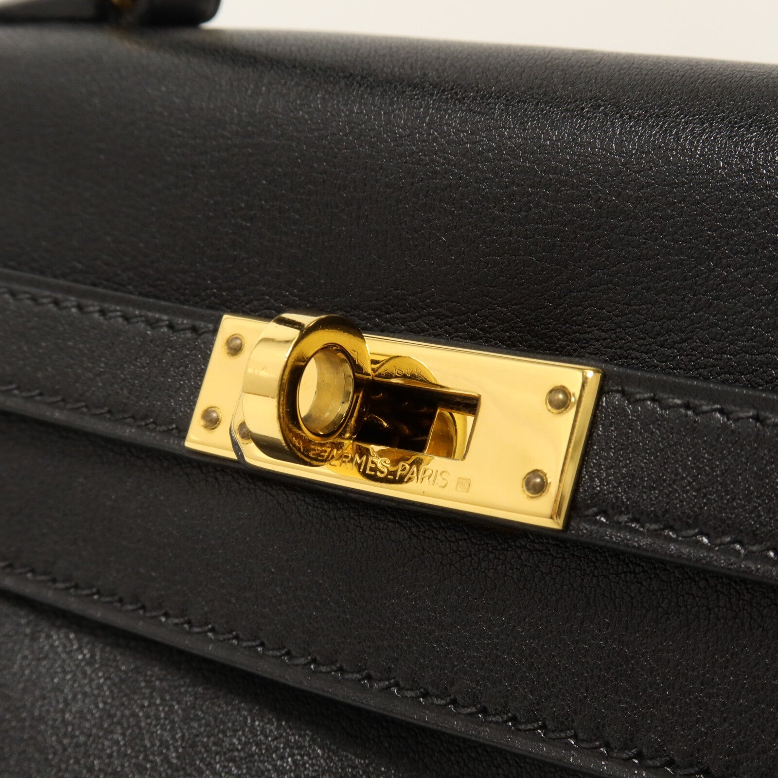 HERMES Gulliver皮革Vintage Mini Kelly手挽肩背兩用袋Noir