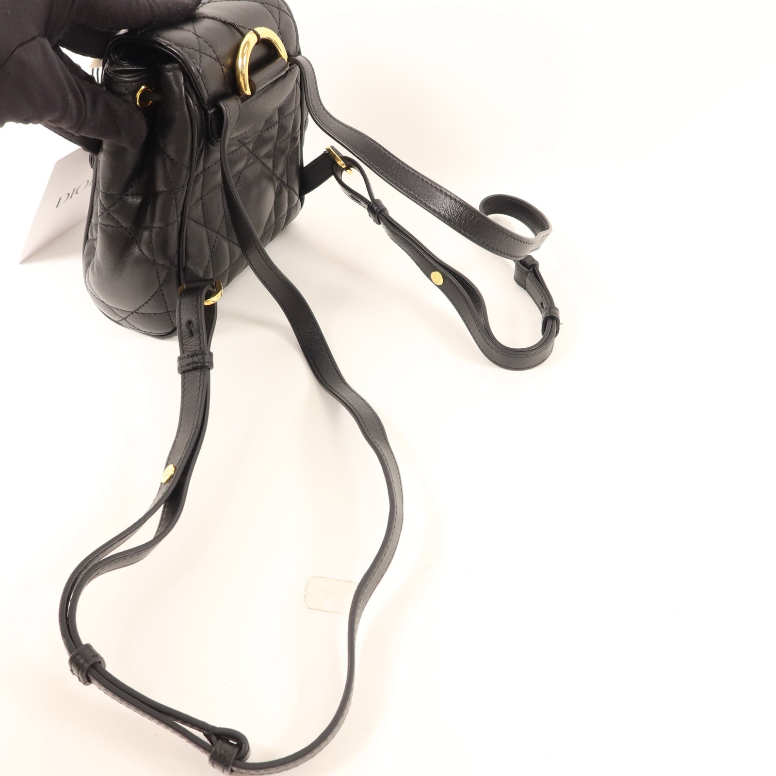 Dior 【激減優惠】羊皮皮革Caro Nano Backpack金扣背包