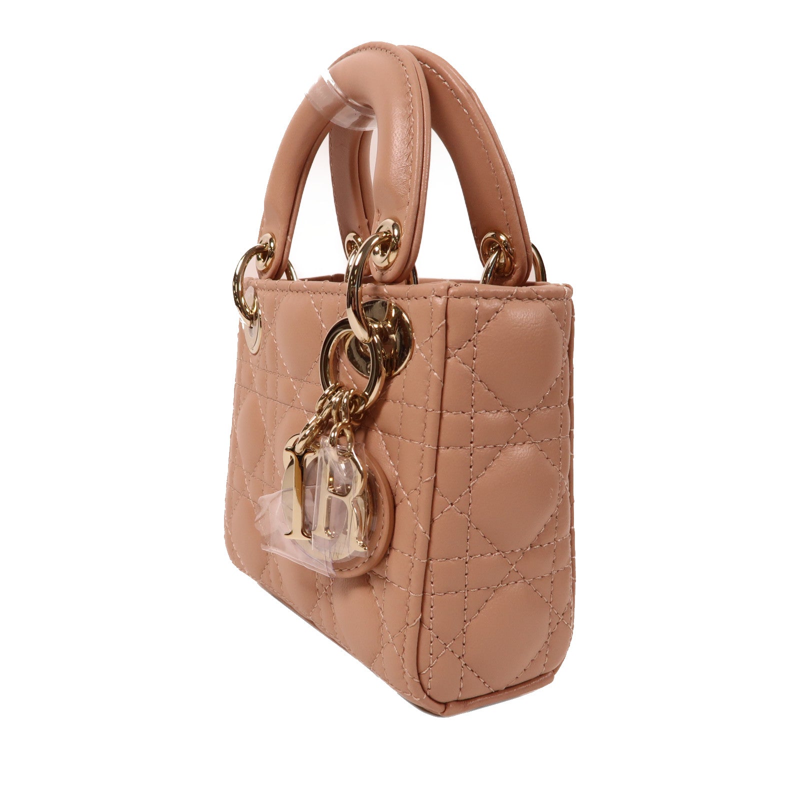 Dior 羊皮皮革Lady Dior Micro Bag金扣手拿包玫瑰色