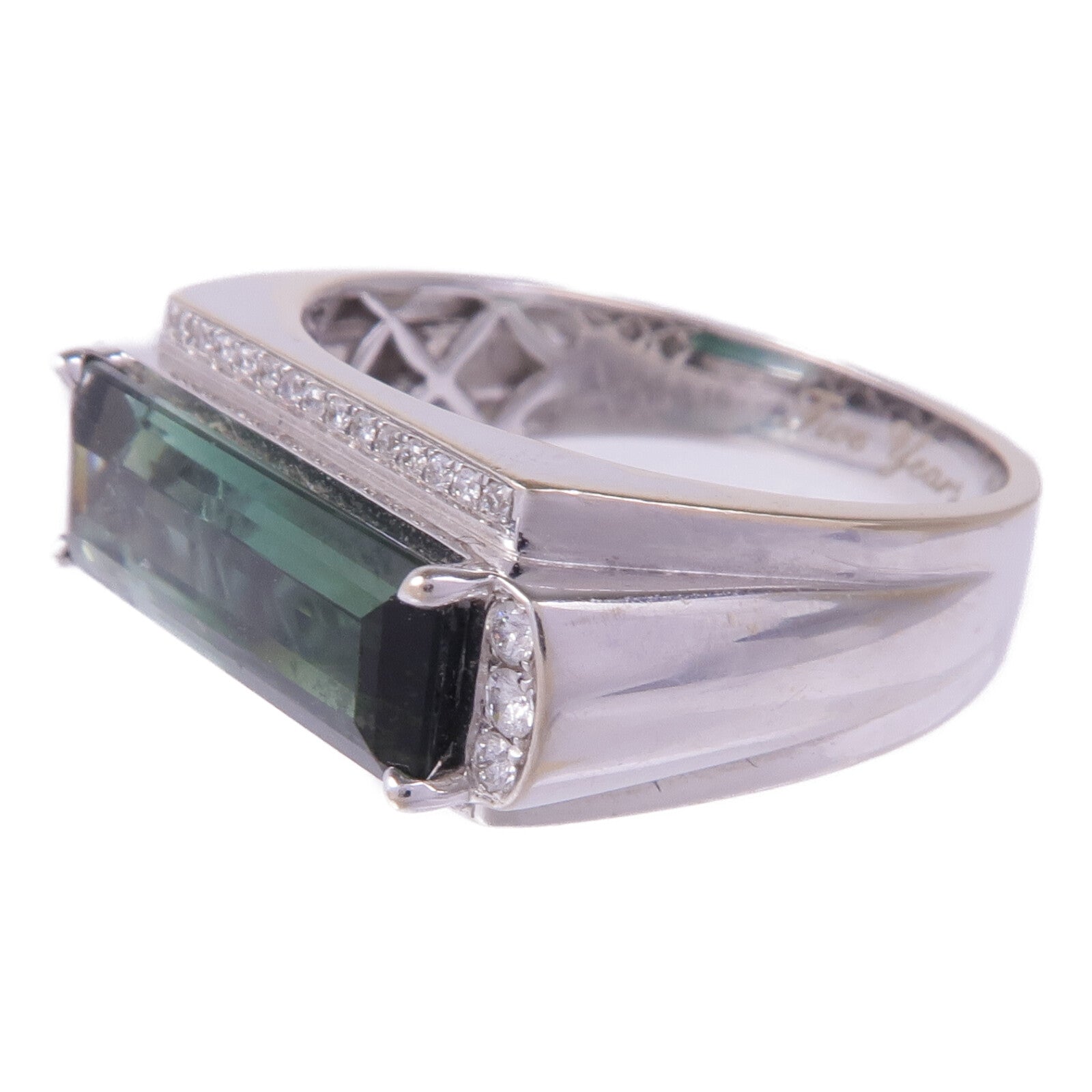 JEWELRY 18K白金Tourmaline Diamond Ring電氣石/鑽石戒指US#8.5