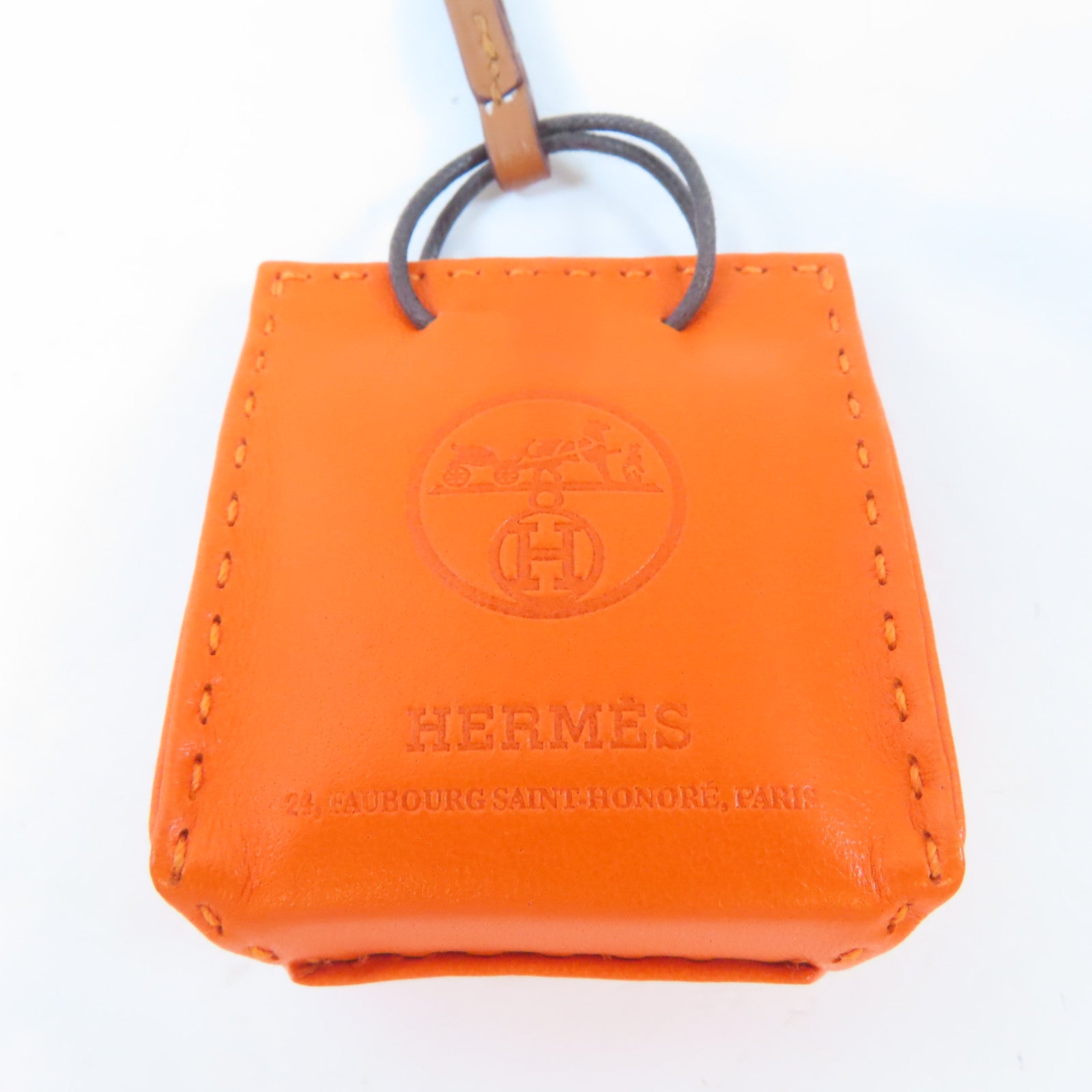HERMES Swift皮革Charm掛飾橙色