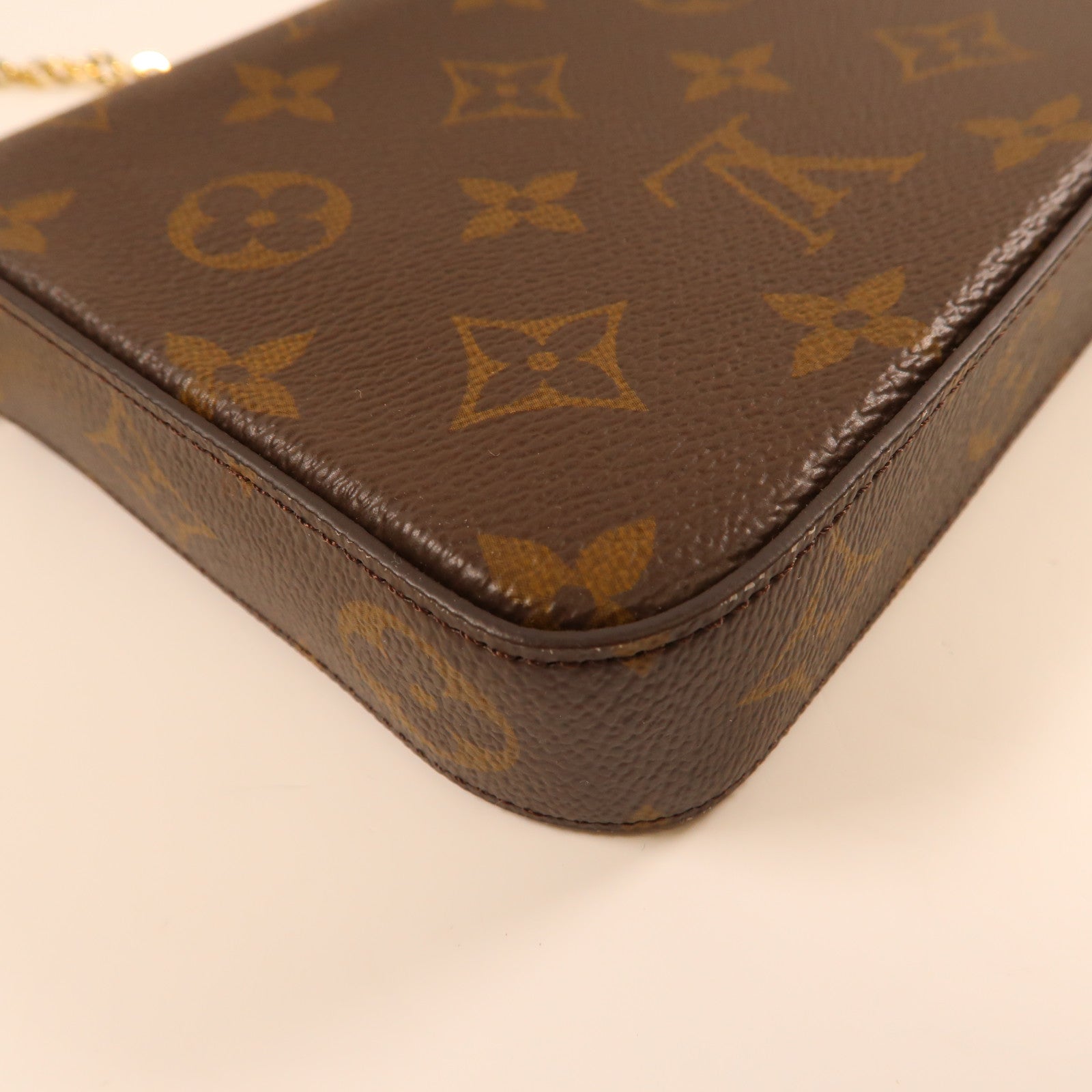 LOUIS VUITTON Monogram Pochette Felicie金扣鏈帶肩背袋啡色