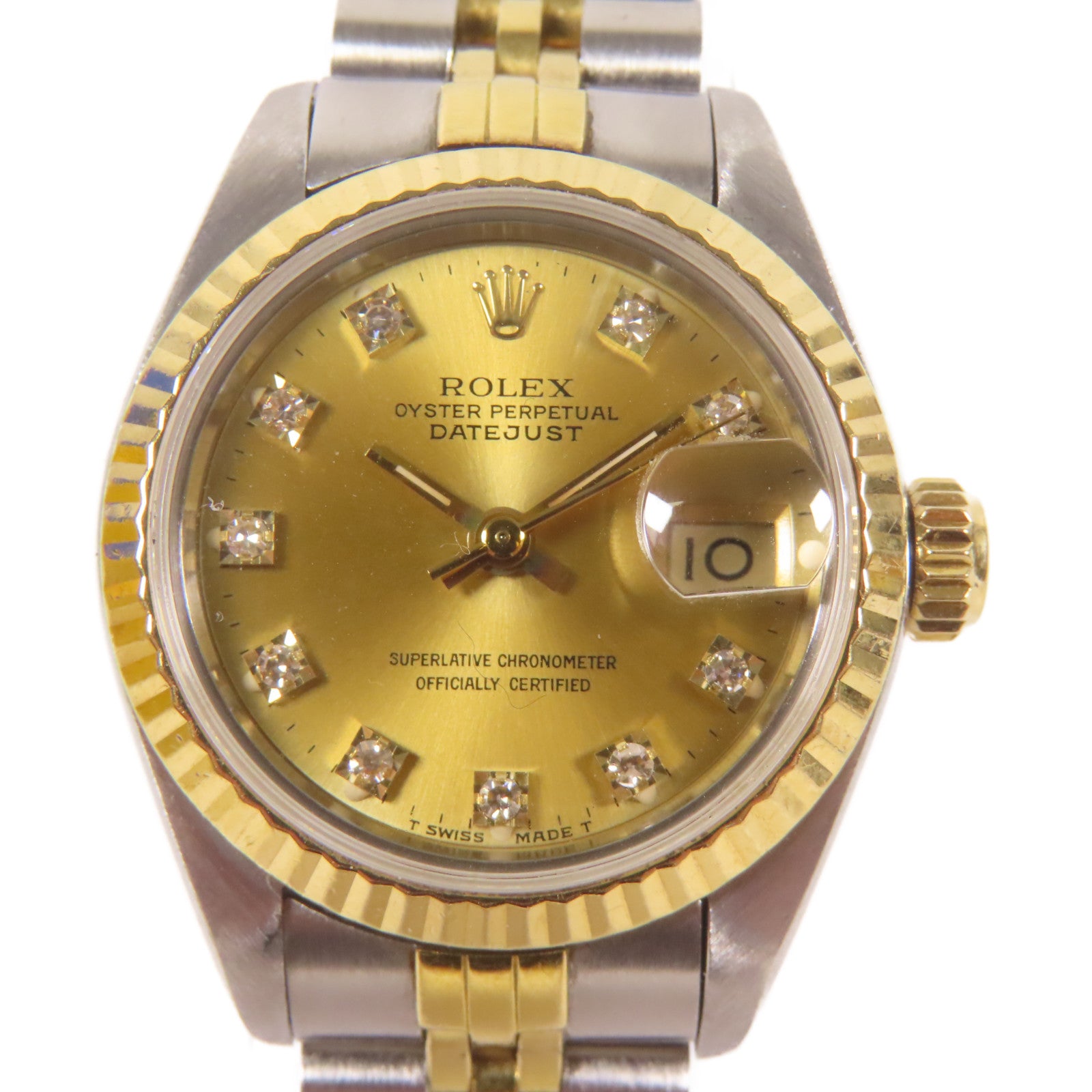 ROLEX Lady Datejust 18K黃金/不鏽鋼手錶自動機芯金色