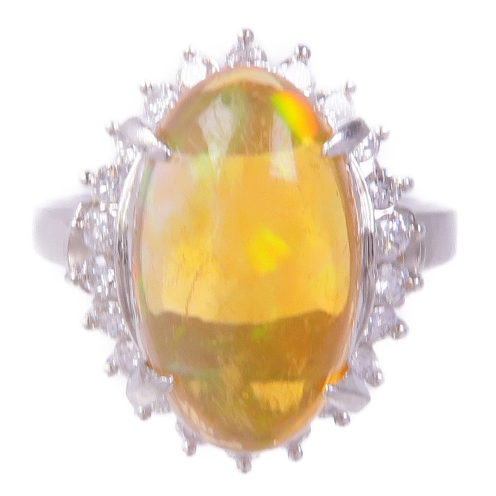 JEWELRY PT900鉑金Opal Diamond Ring蛋白石/鑽石戒指US#5