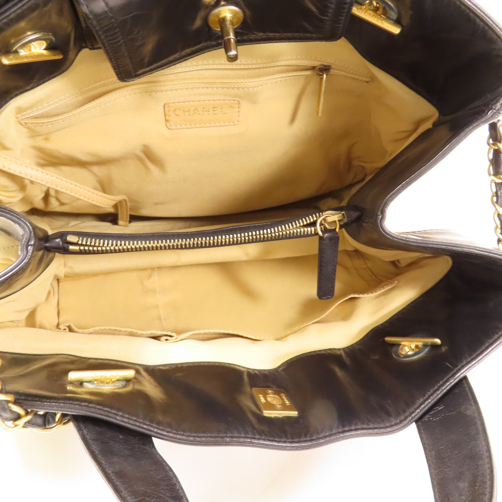 CHANEL 皮革2 Way Shoulder金扣手挽肩背兩用袋