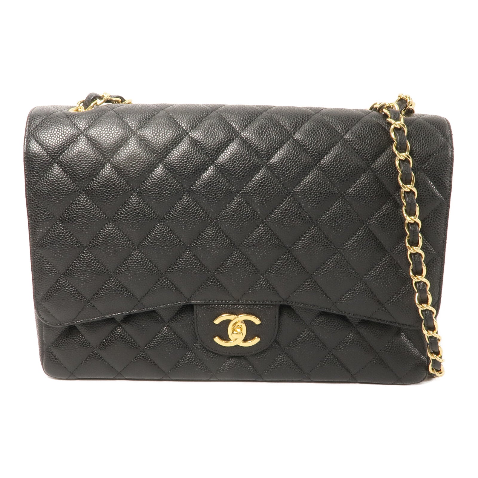 CHANEL 牛皮皮革Maxi Classic鏈帶肩背袋