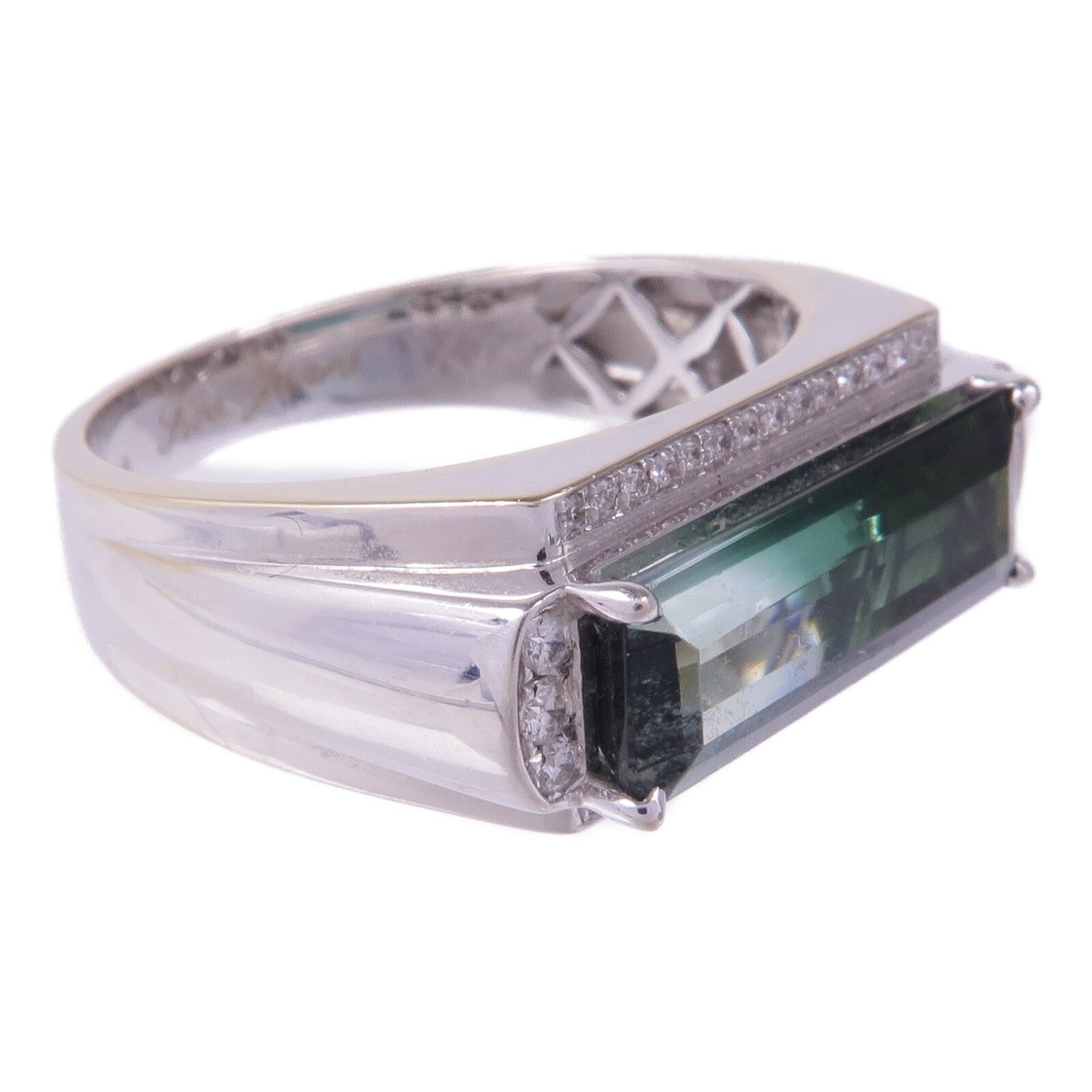 JEWELRY 18K白金Tourmaline Diamond Ring電氣石/鑽石戒指US#8.5