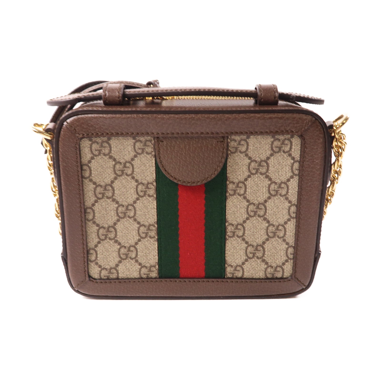 GUCCI 塗層帆布Ophidia GG Mini Supreme金扣鏈帶肩背袋啡色
