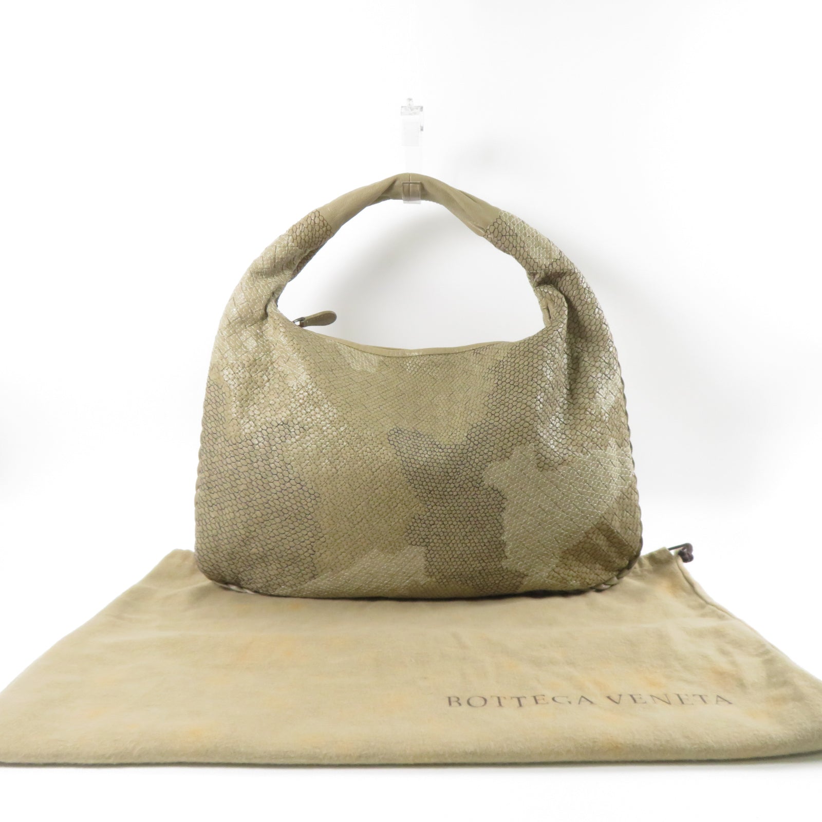 BOTTEGA VENETA 【激減優惠】牛皮皮革Hobo銀扣手挽袋米色