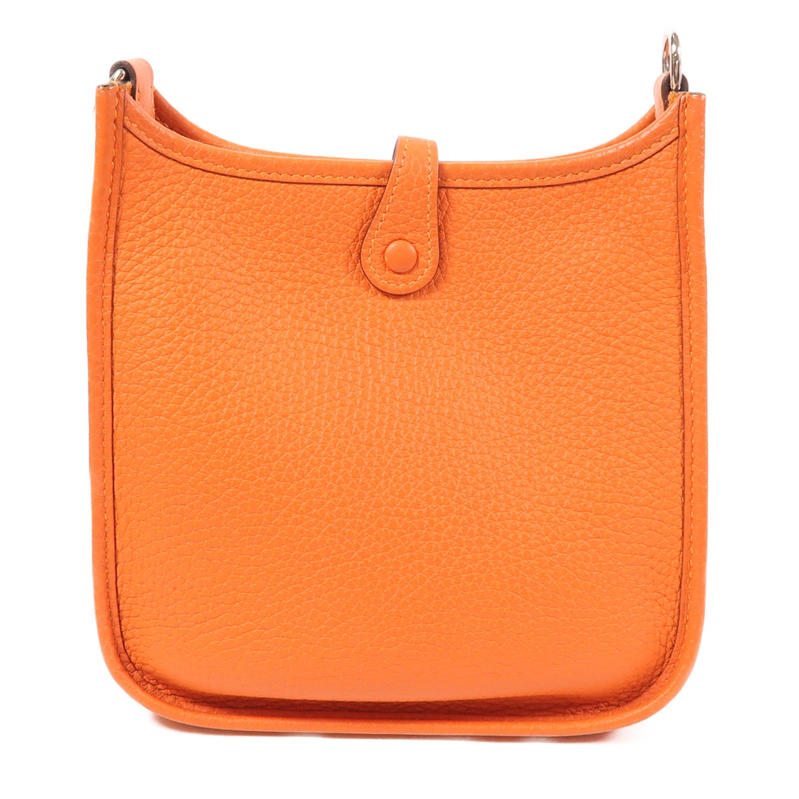 HERMES Clemence皮革Evelyne TPM銀扣肩背袋Orange