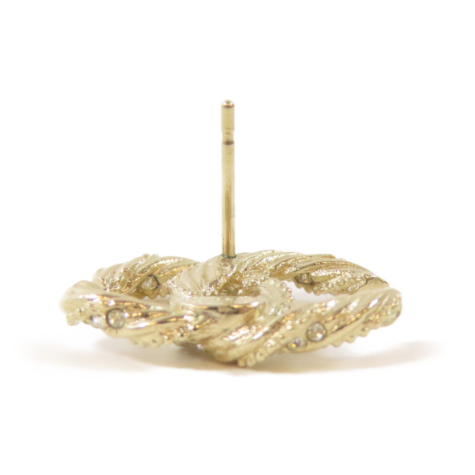 CHANEL 金屬/水晶Pierced Earrings耳環金色