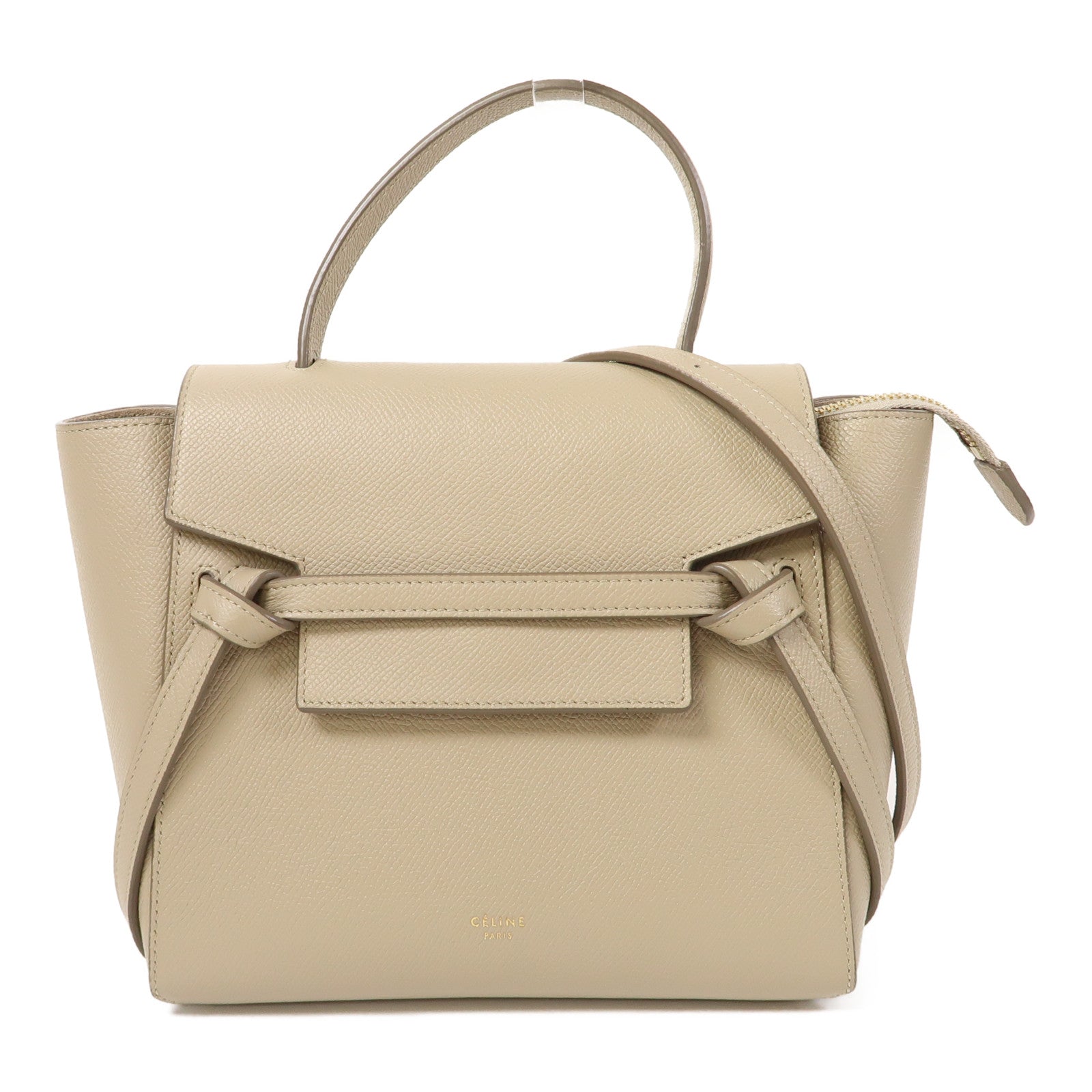 CELINE 牛皮皮革Nano Belt Bag金扣手挽肩背兩用袋米色