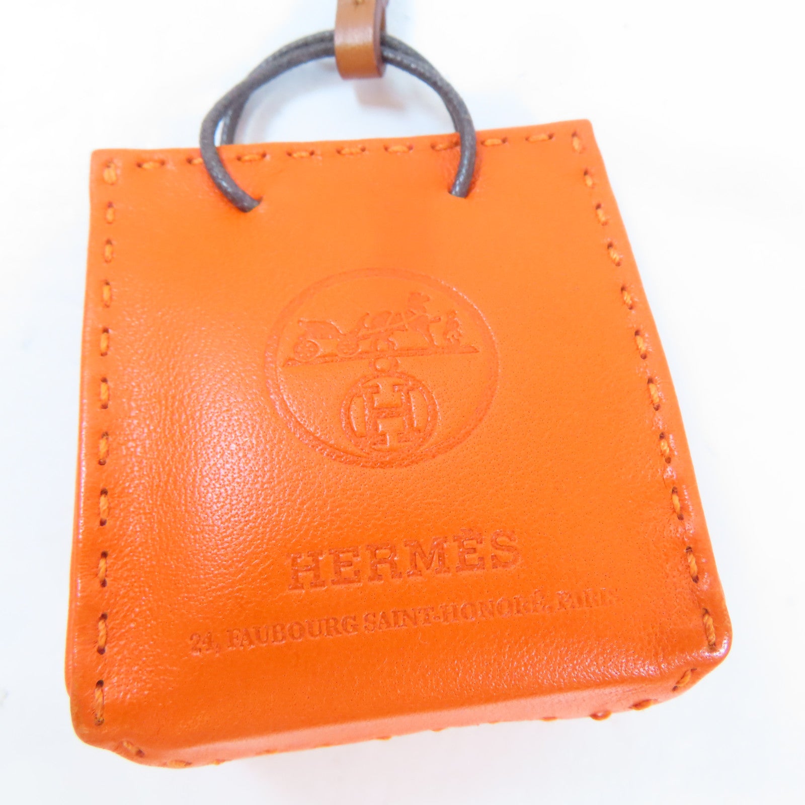 HERMES Swift皮革Charm掛飾橙色
