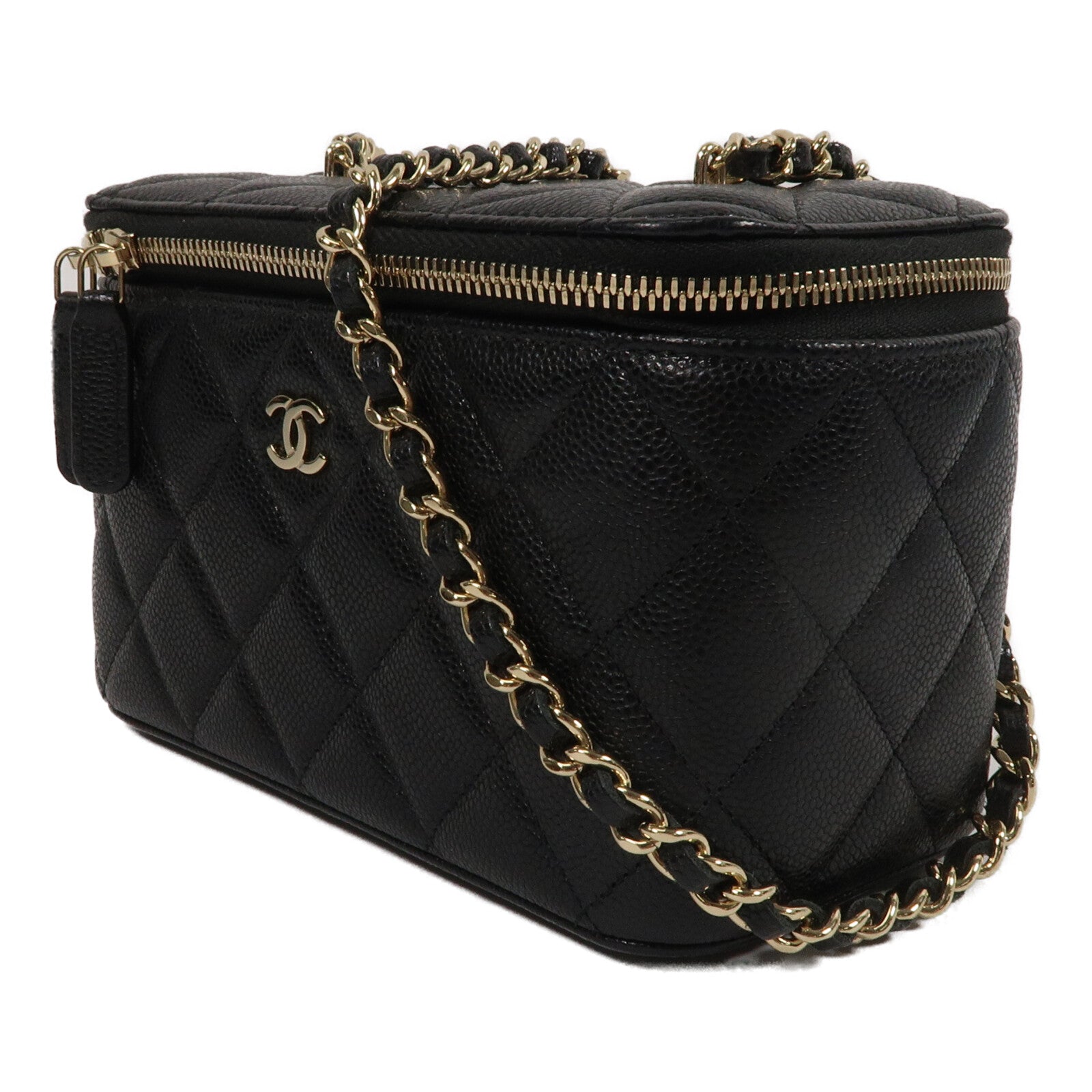 CHANEL 牛皮皮革Vantiy Case鏈帶肩背袋