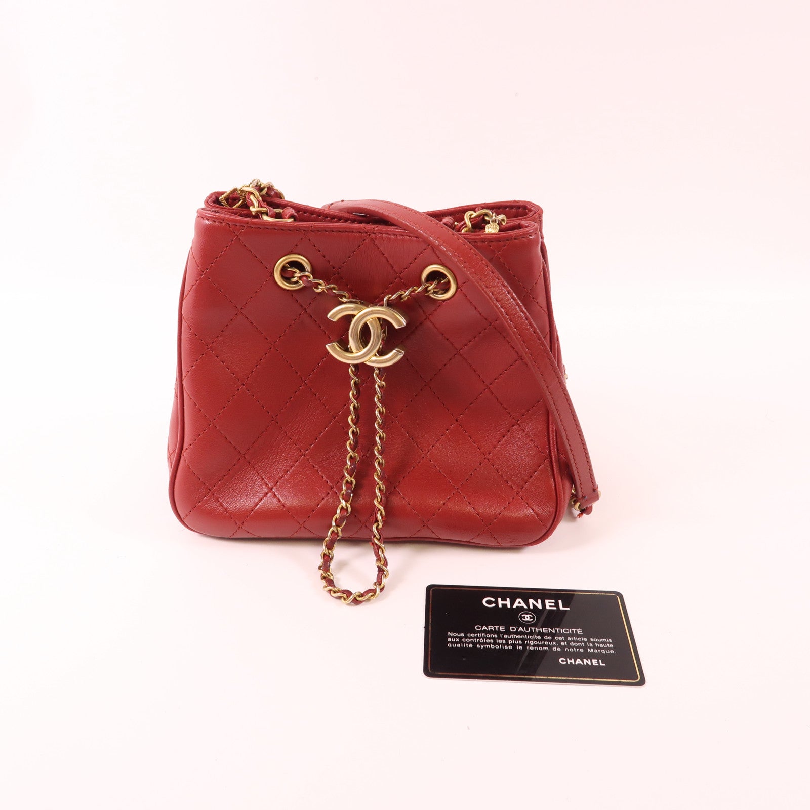 CHANEL 牛皮皮革Chain Shoulder Bag金扣鏈帶肩背袋