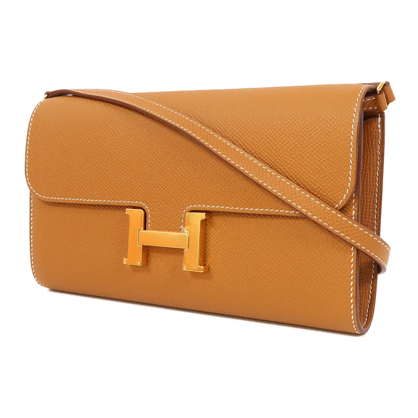 HERMES Epsom皮革Constance To Go金扣肩背袋金色