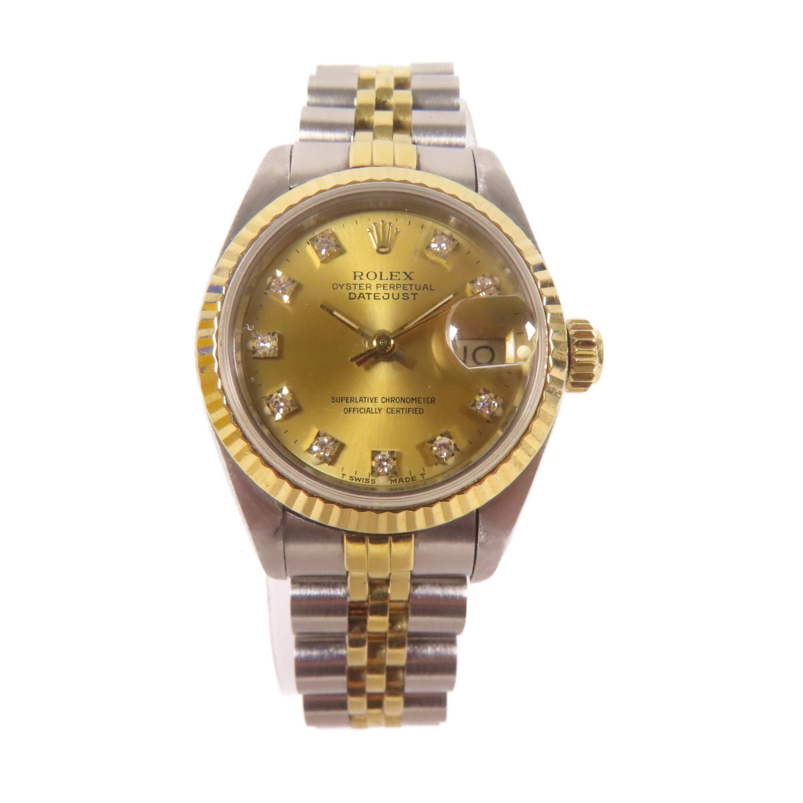 ROLEX Lady Datejust 18K黃金/不鏽鋼手錶自動機芯金色