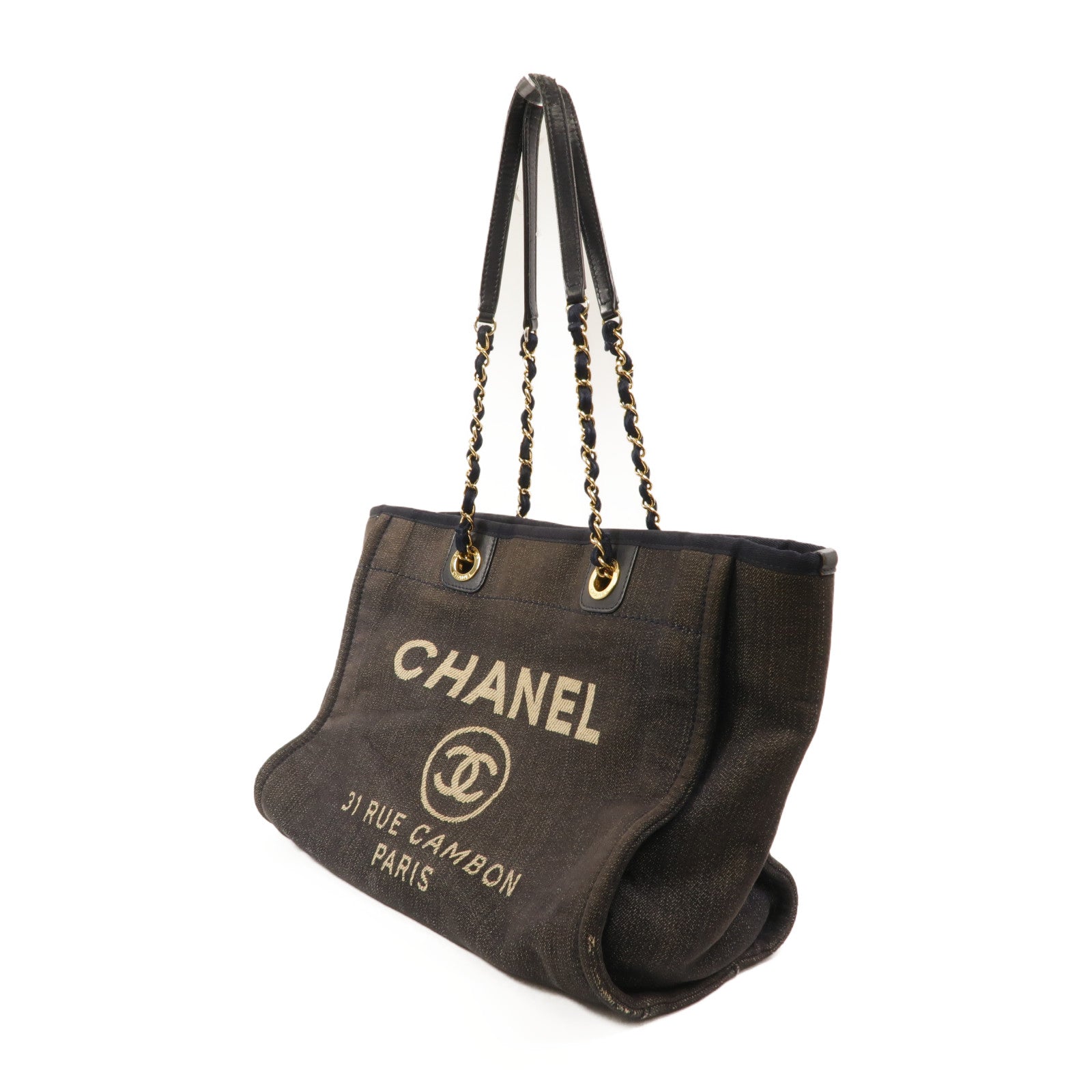 CHANEL 帆布Deauville Tote Small肩背袋