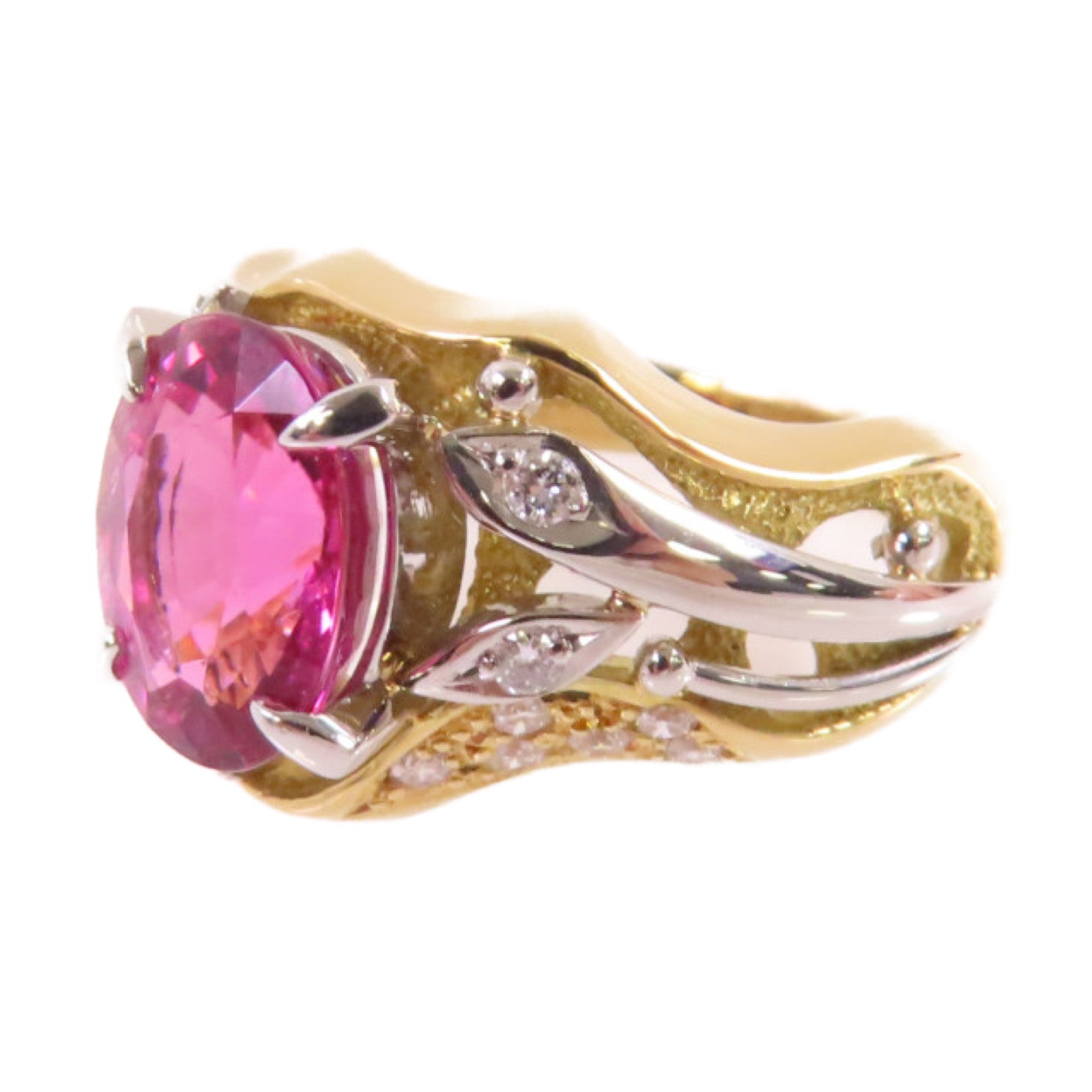 JEWELRY 【激減優惠】18K黃金/PT900鉑金/2.65ct碧壐/0.16ct鑽石戒指Tourmaline Diamond RingUS#6.25