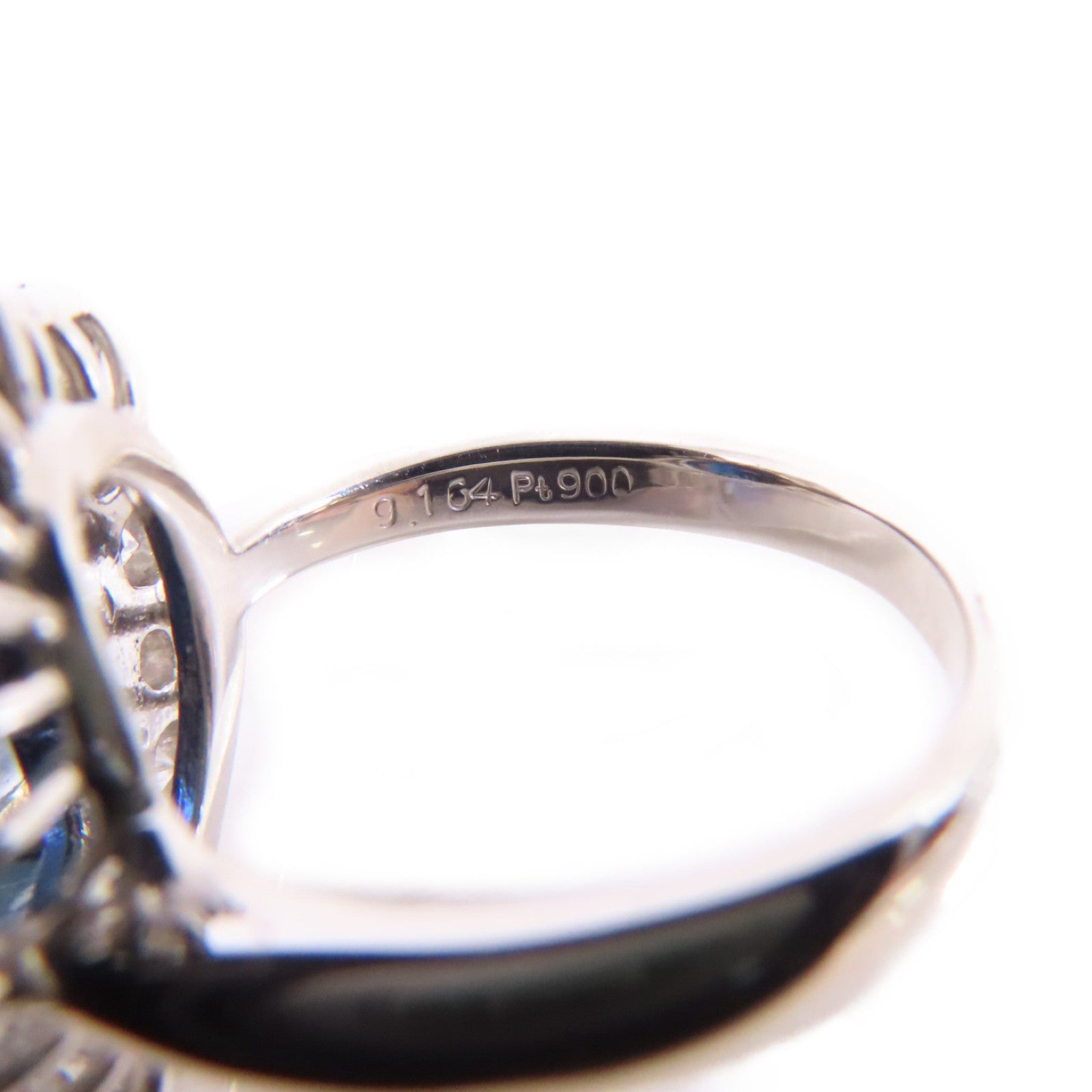 JEWELRY PT900鉑金/9.164ct藍寶石/1.68ct鑽石Sapphire/Diamond Ring戒指US#6.5