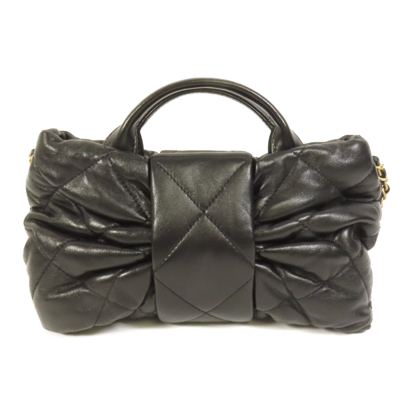 CHANEL 羊皮皮革Mini Bow Bag金扣手挽肩背兩用袋