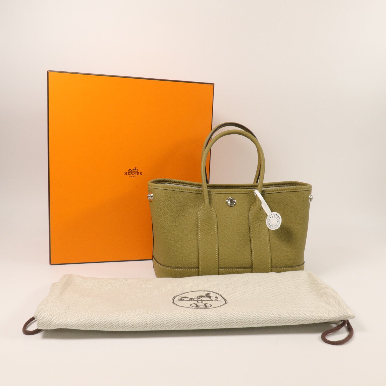 HERMES Negonda皮革Mini Garden Party手挽袋Dune