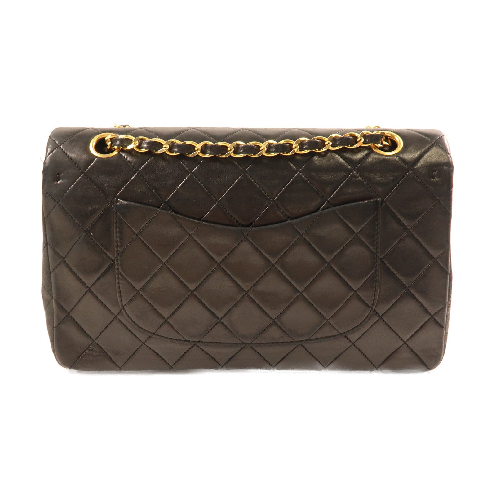 CHANEL 牛皮皮革Chain Shoulder金扣鏈帶肩背袋黑色