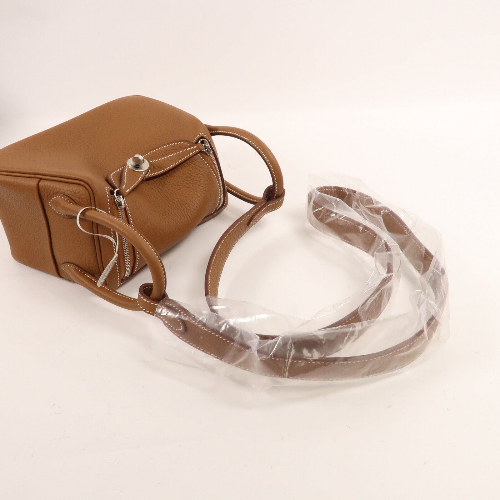 HERMES Clemence皮革Mini Lindy手挽肩背兩用袋Gold