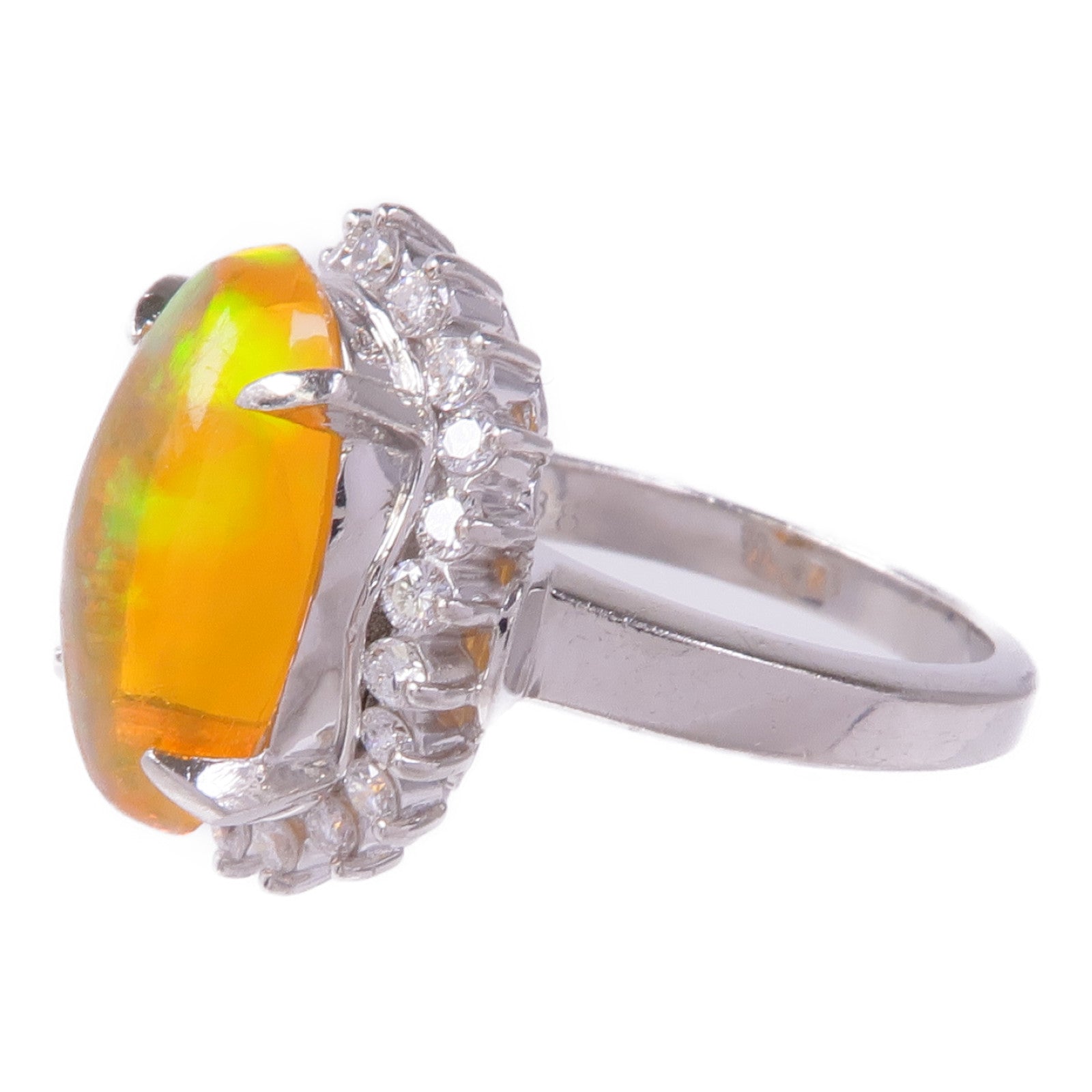 JEWELRY PT900鉑金Opal Diamond Ring蛋白石/鑽石戒指US#5