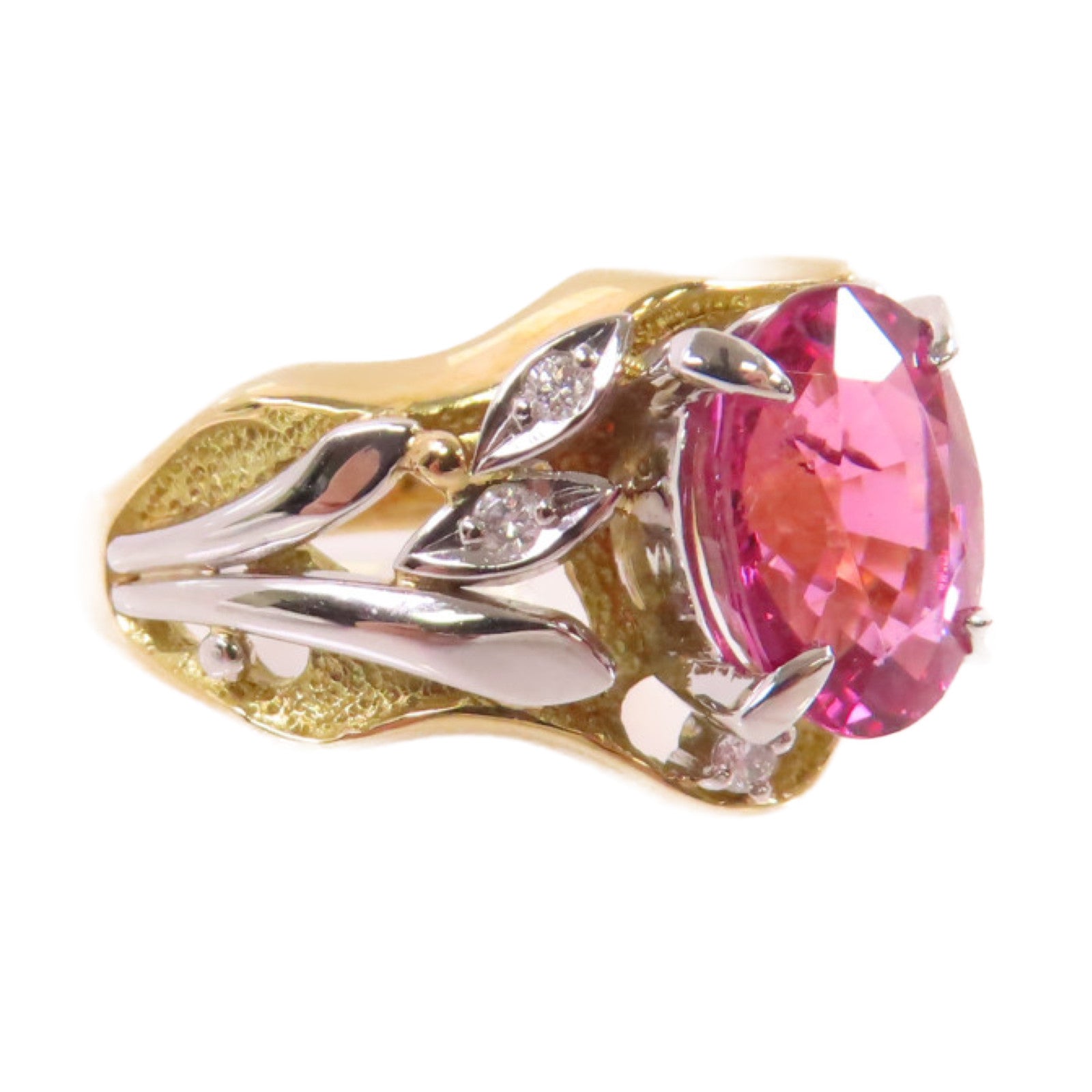JEWELRY 【激減優惠】18K黃金/PT900鉑金/2.65ct碧壐/0.16ct鑽石戒指Tourmaline Diamond RingUS#6.25