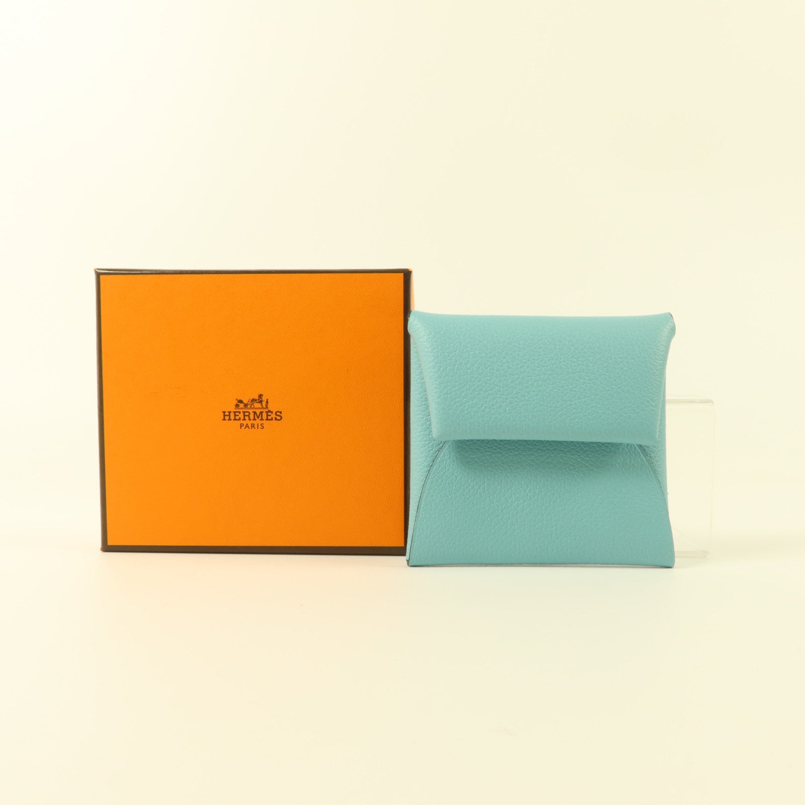 HERMES Evercolor皮革Bastia Change Purse零錢包Bleu Atoll