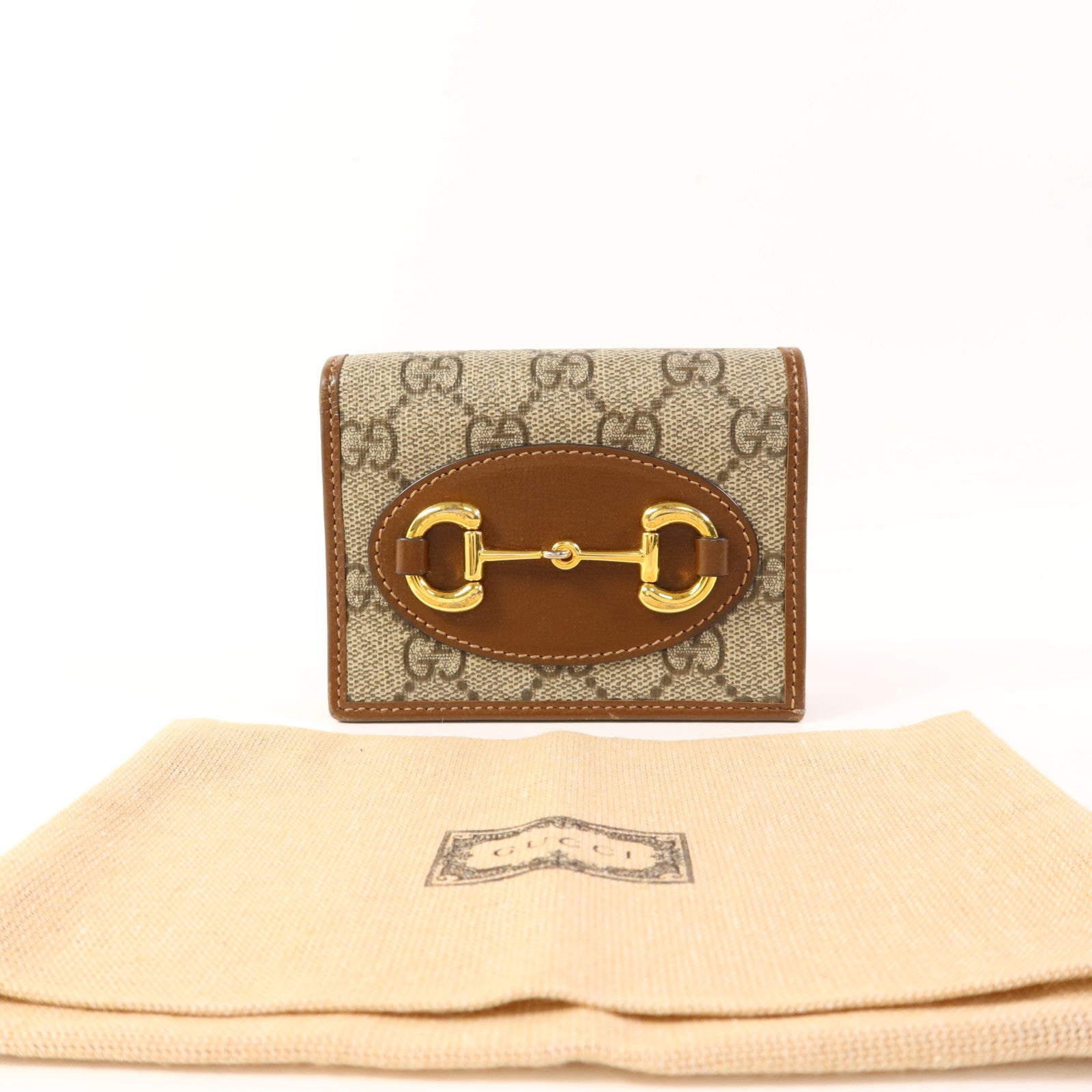 GUCCI 塗層帆布Horsebit 1955 Bifold Wallet金扣錢包