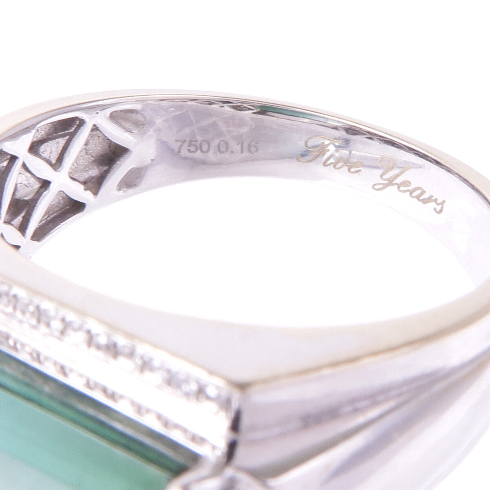 JEWELRY 18K白金Tourmaline Diamond Ring電氣石/鑽石戒指US#8.5