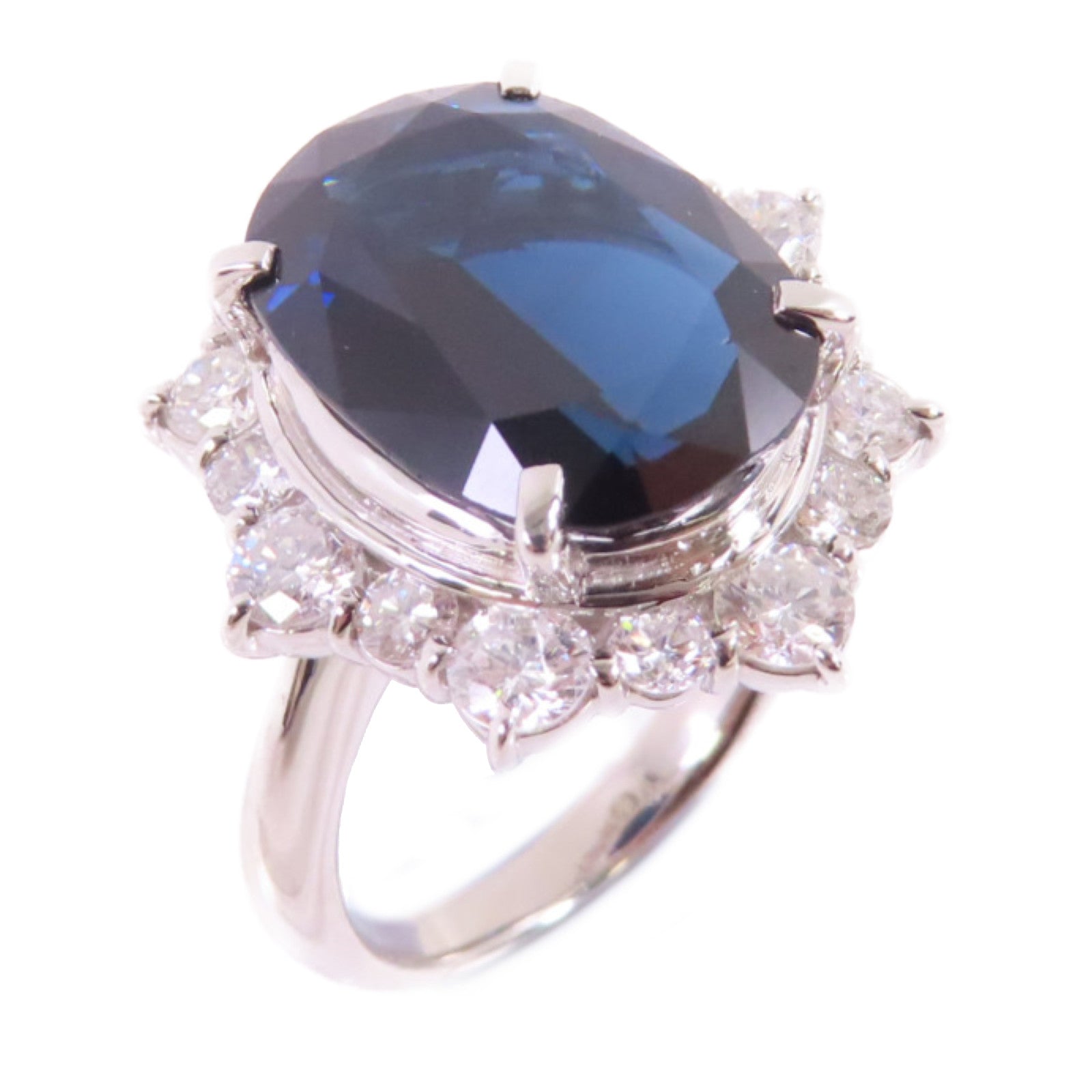JEWELRY PT900鉑金/9.164ct藍寶石/1.68ct鑽石Sapphire/Diamond Ring戒指US#6.5