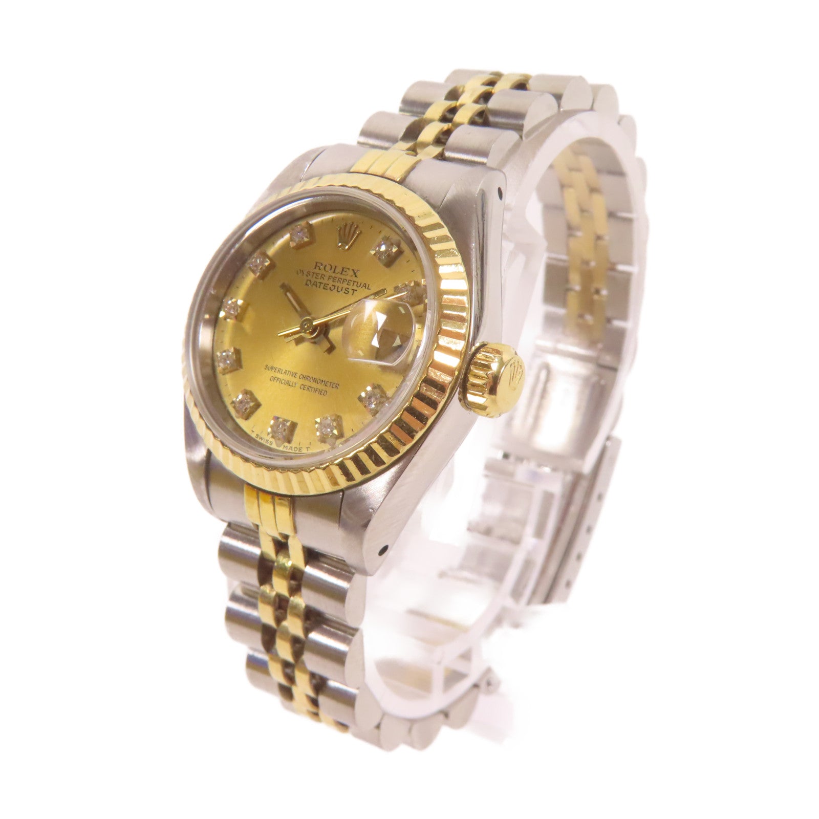 ROLEX Lady Datejust 18K黃金/不鏽鋼手錶自動機芯金色