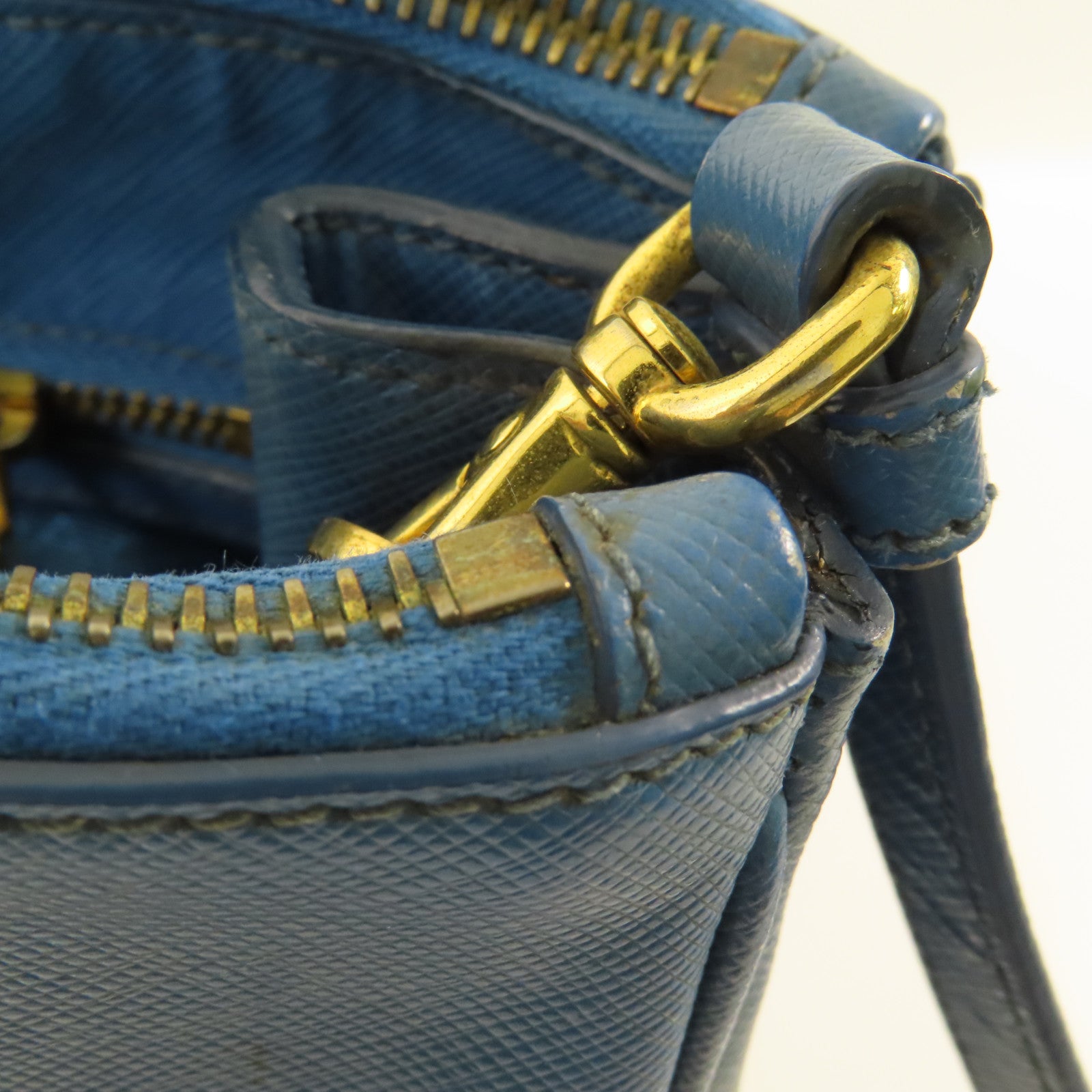PRADA Galleria 2 Way Shoulder Hand Bag BN2274 Saffiano Leather Blue
