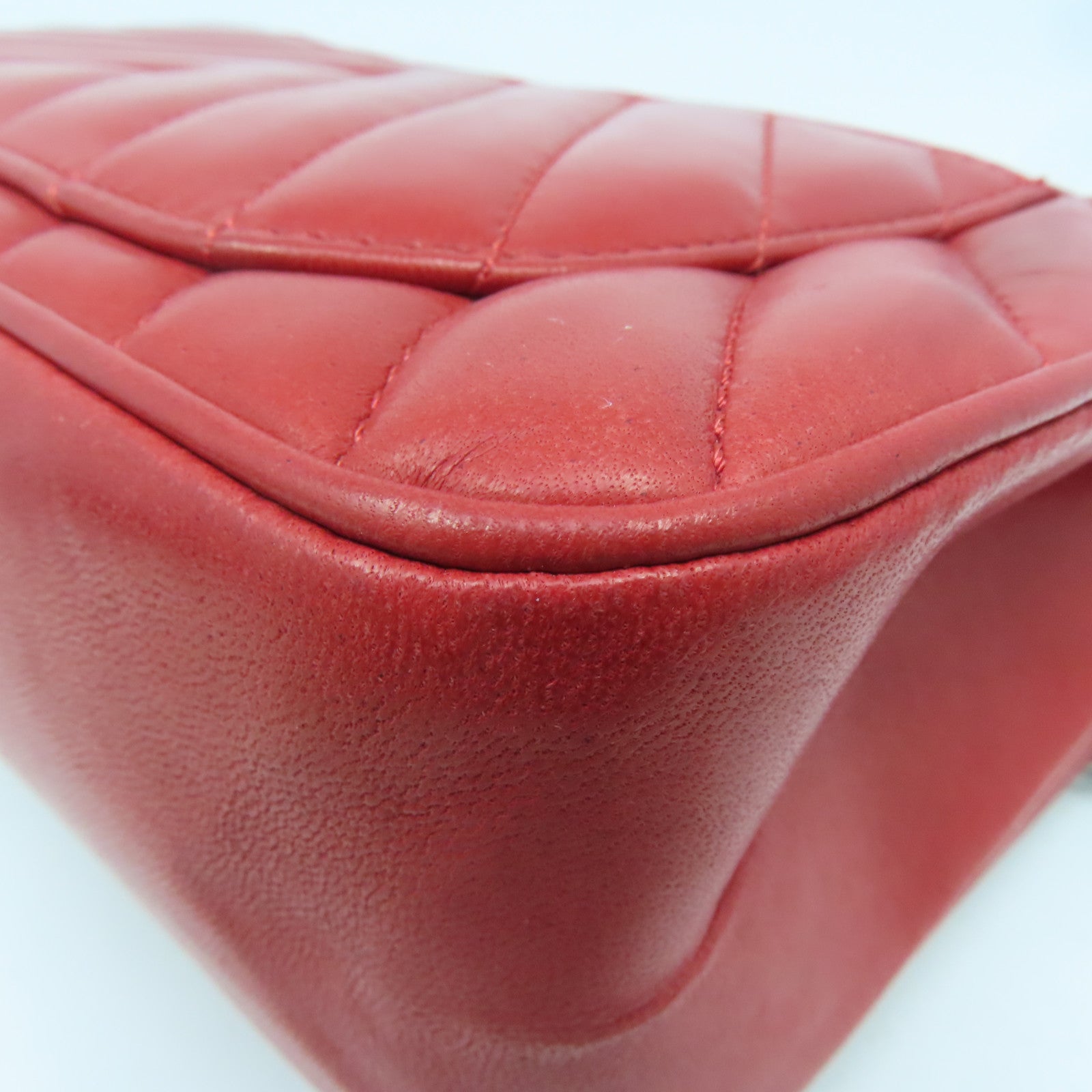 CHANEL twill cowhide leather Chain Shoulder silver buckle shoulder bag red
