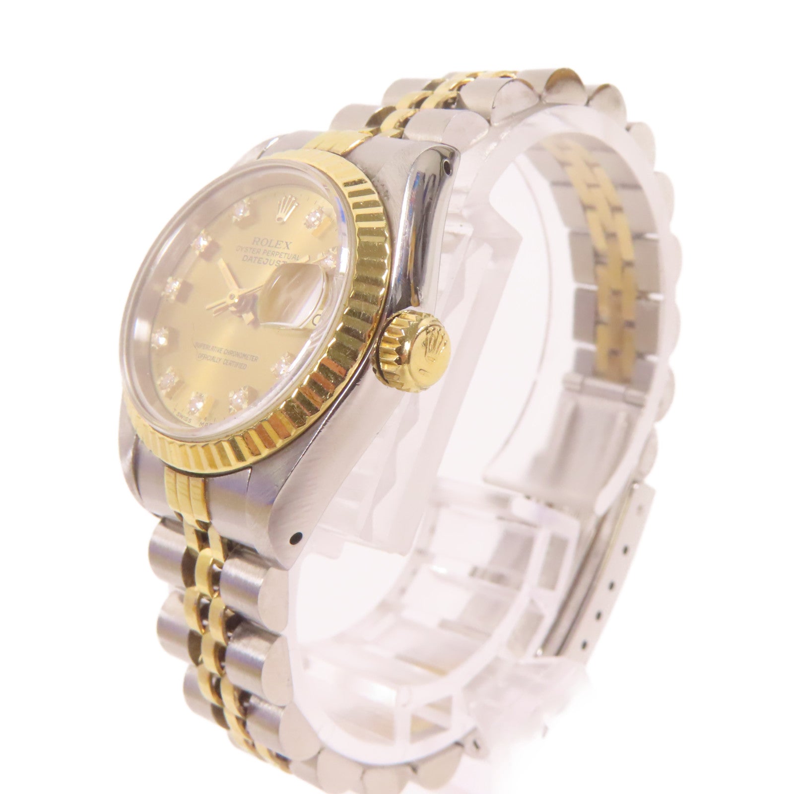 ROLEX Lady Datejust 18K黃金/不鏽鋼手錶自動機芯金色