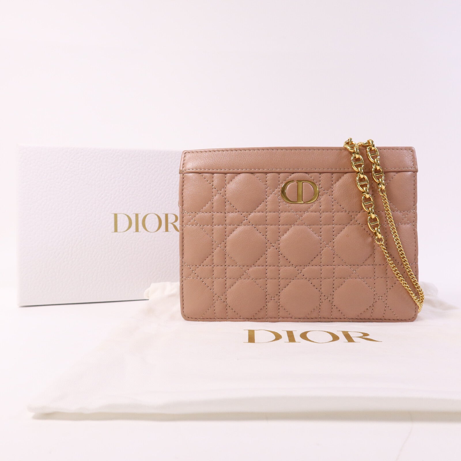 Dior 羊皮皮革Caro Every金扣鏈帶肩背袋