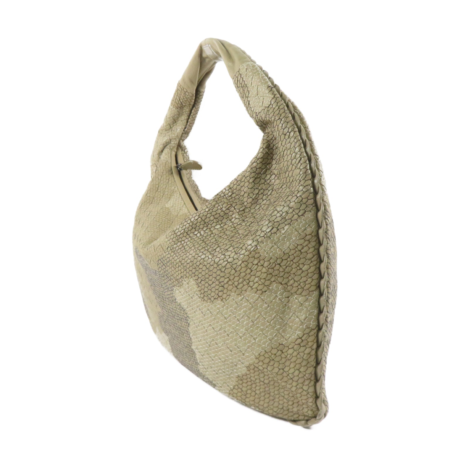 BOTTEGA VENETA 【激減優惠】牛皮皮革Hobo銀扣手挽袋米色