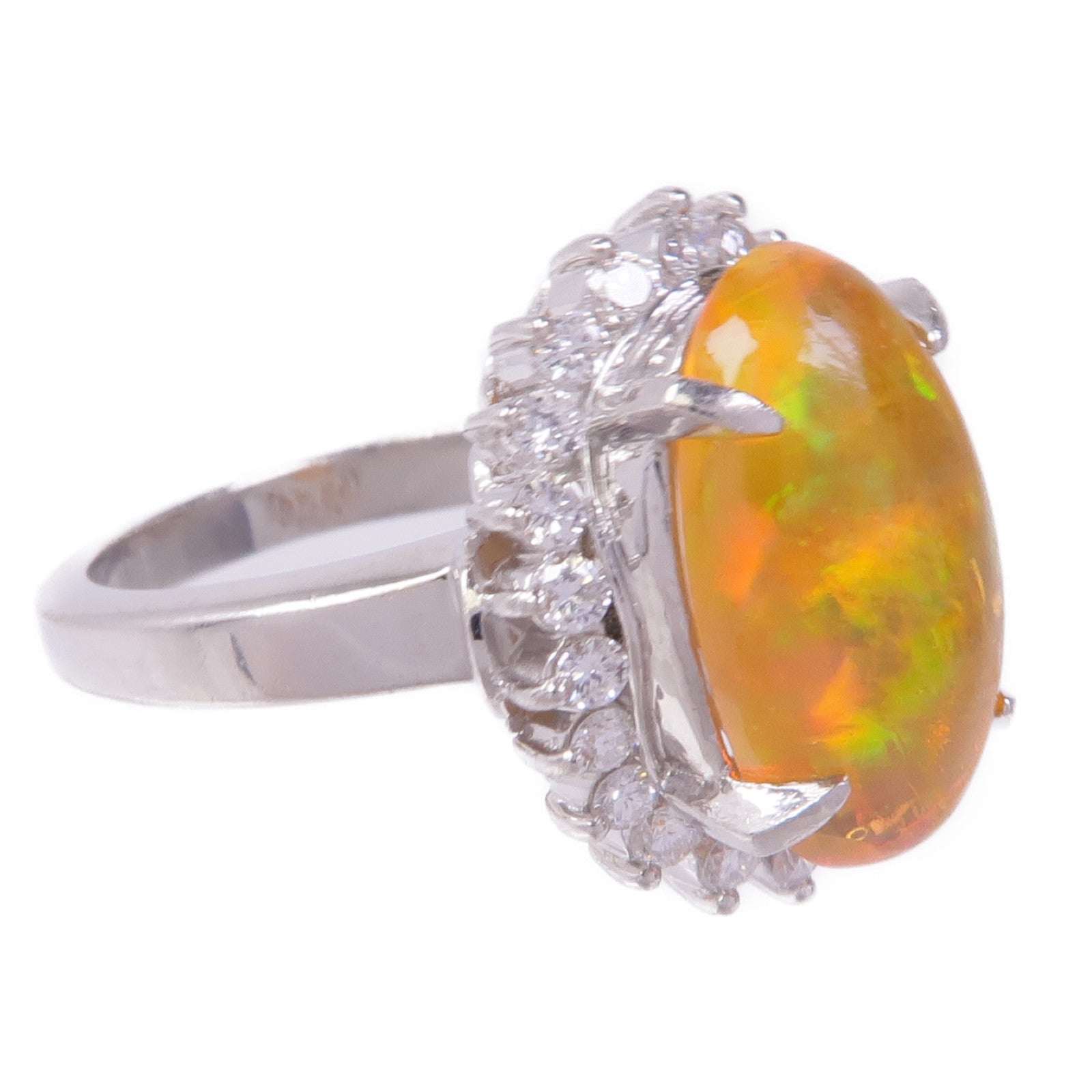 JEWELRY PT900鉑金Opal Diamond Ring蛋白石/鑽石戒指US#5
