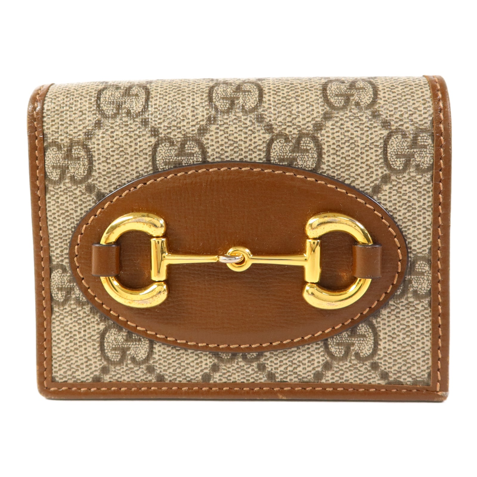 GUCCI 塗層帆布Horsebit 1955 Bifold Wallet金扣錢包