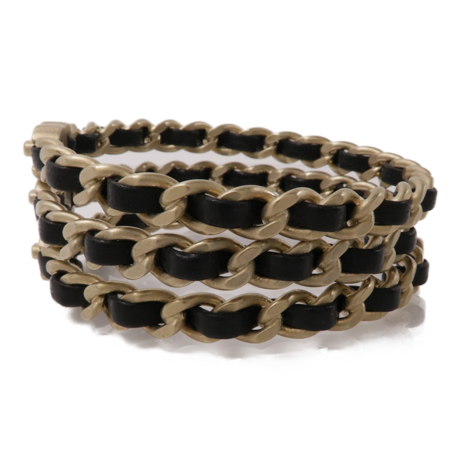 CHANEL 皮革/金屬Bracelets 3in1手鐲