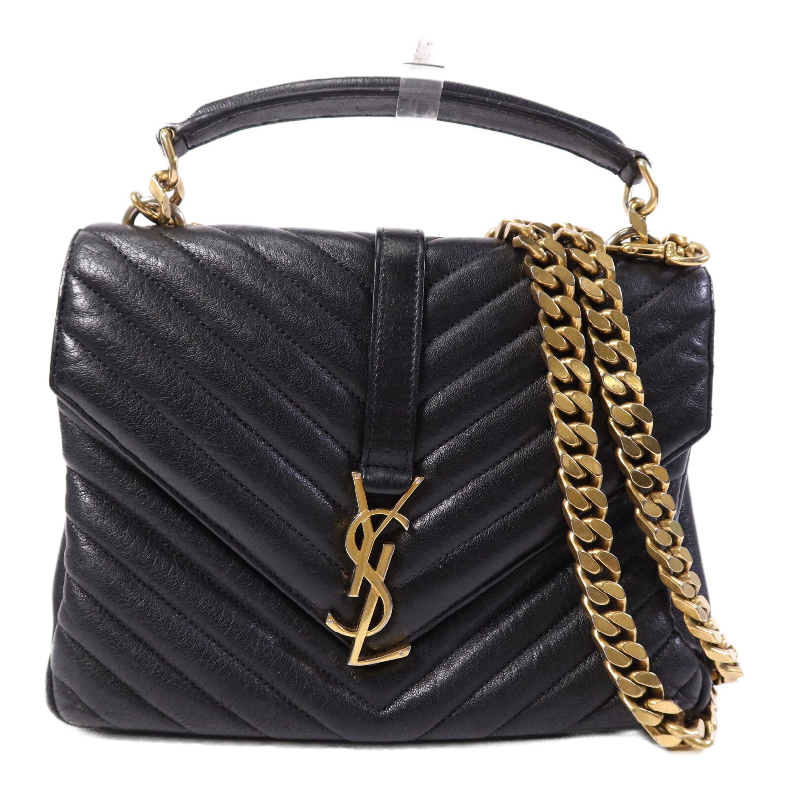 YVES SAINT LAURENT 牛皮皮革2 Way Shoulder Bag金扣手挽肩背兩用袋