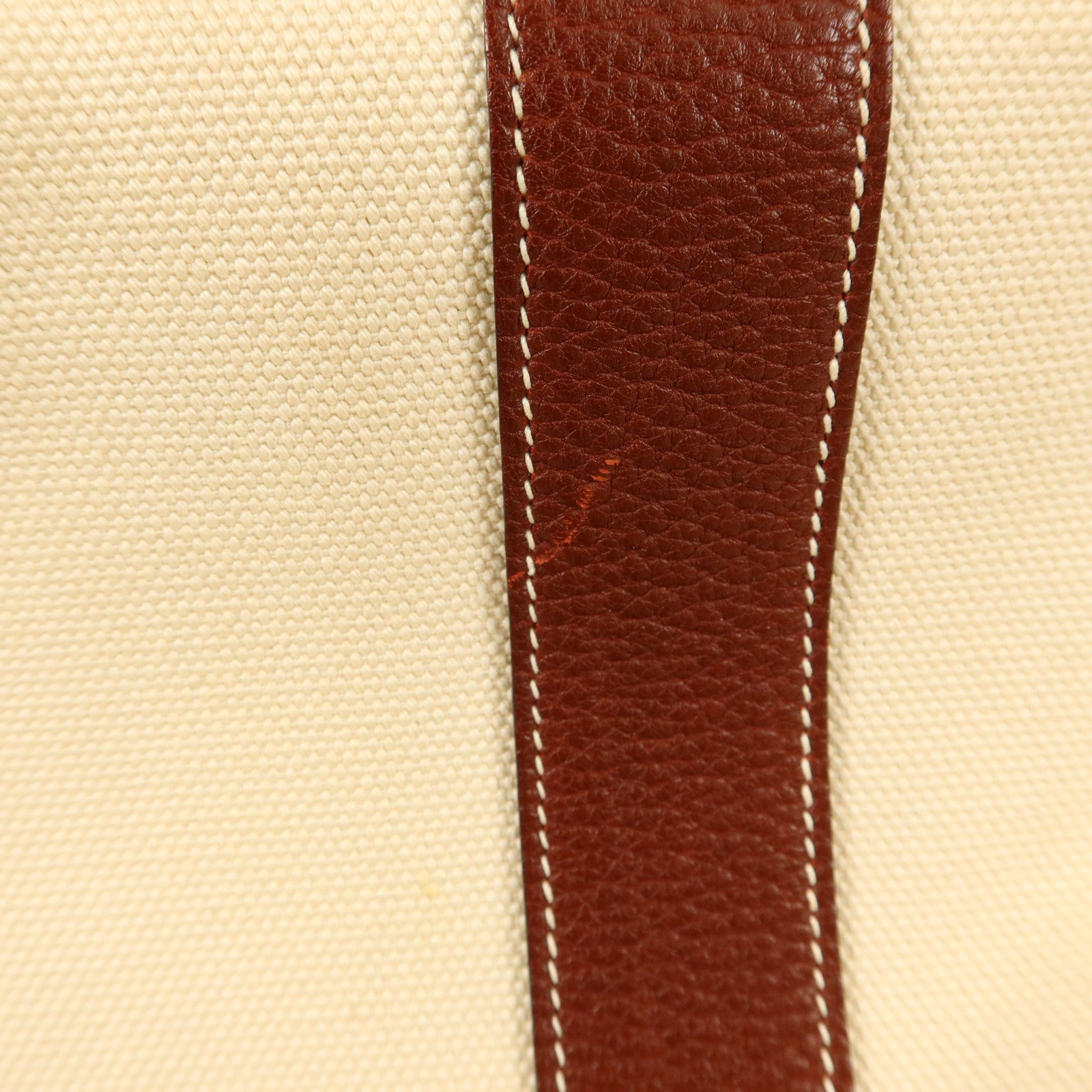 HERMES 帆布Garden Party PM銀扣手挽袋Blanc