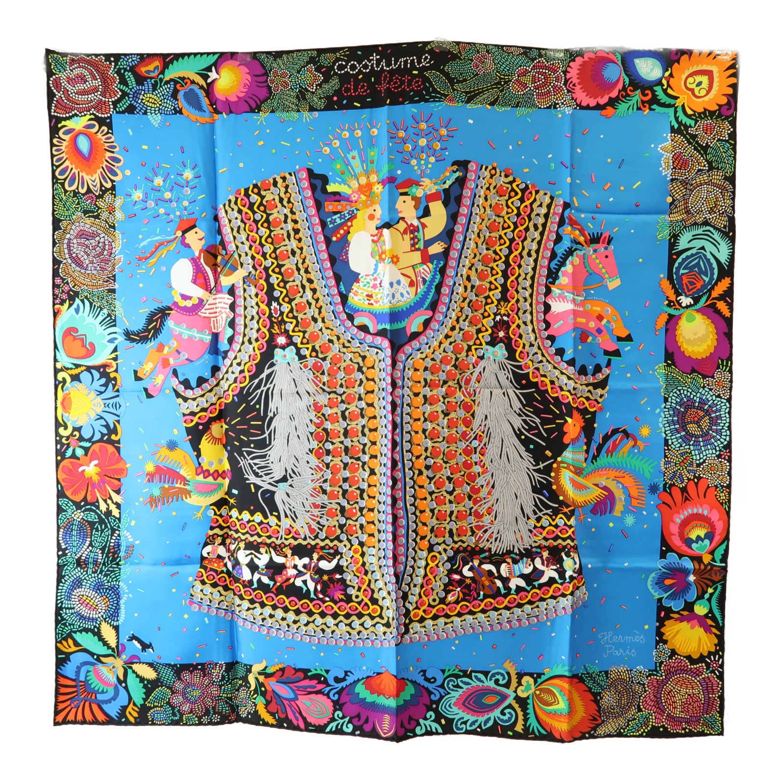 HERMES Scarf 90X90 Silk Multicolor