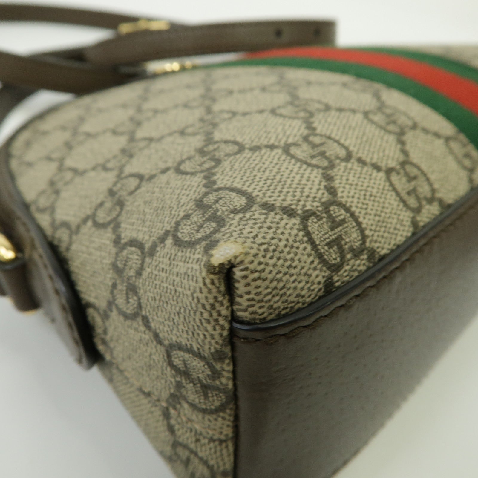 GUCCI 塗層帆布Ophidia GG Small金扣肩背袋啡色