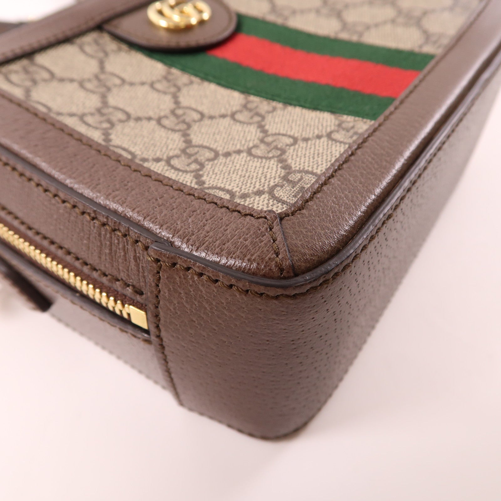 GUCCI 塗層帆布Ophidia GG Mini Supreme金扣鏈帶肩背袋啡色