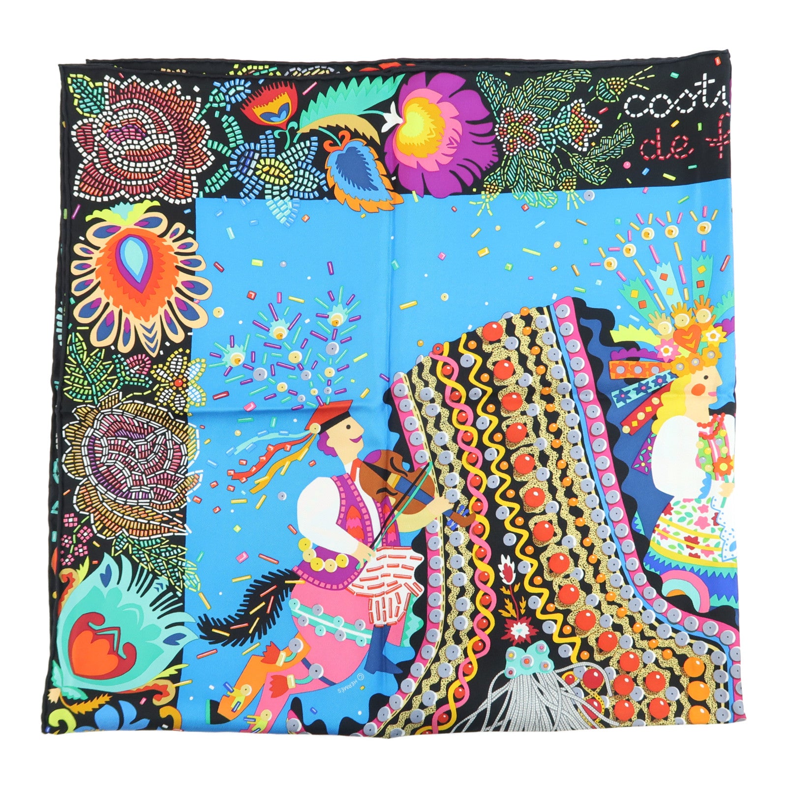 HERMES Scarf 90X90 Silk Multicolor