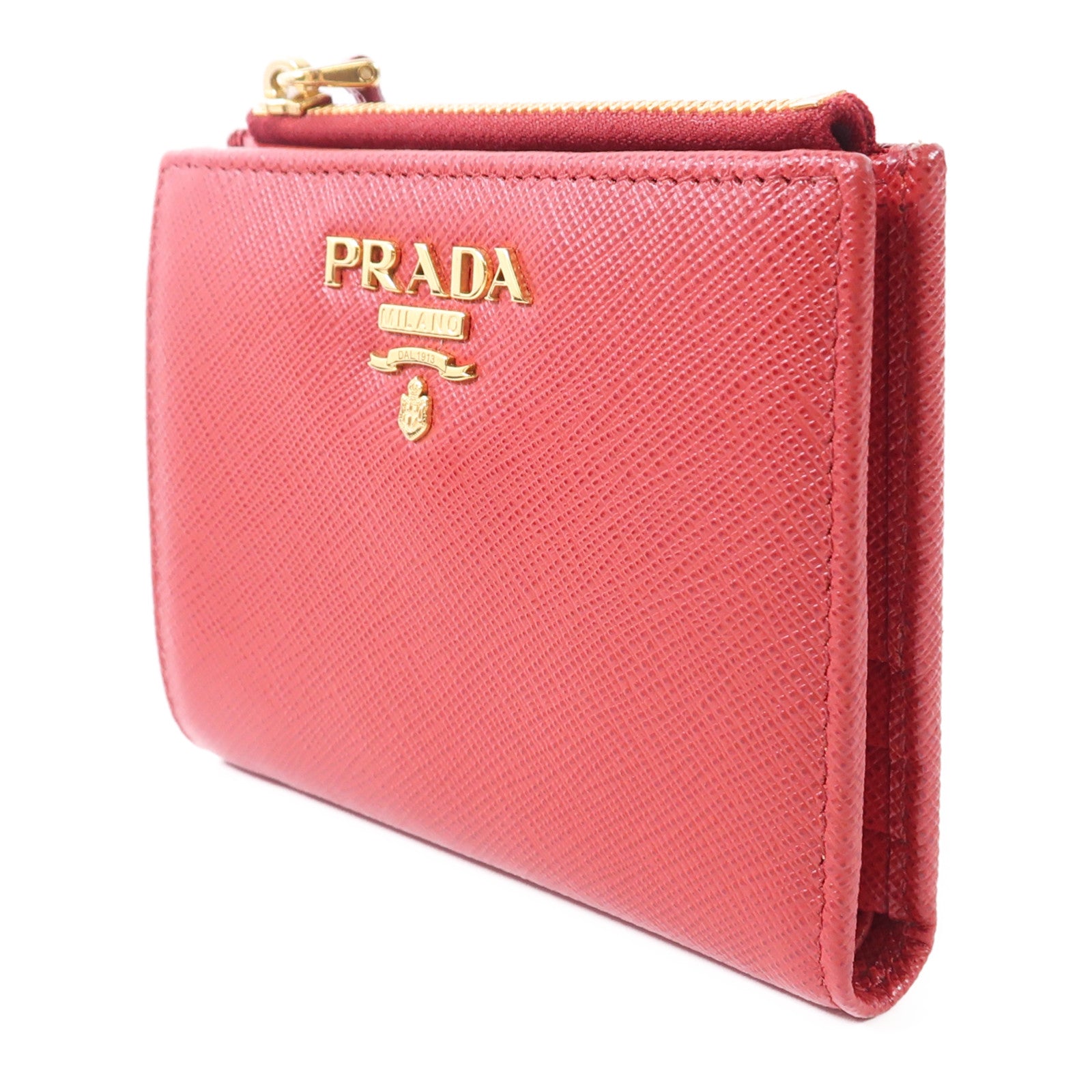 PRADA GHW Wallet 1ML023 Saffiano Leather Red